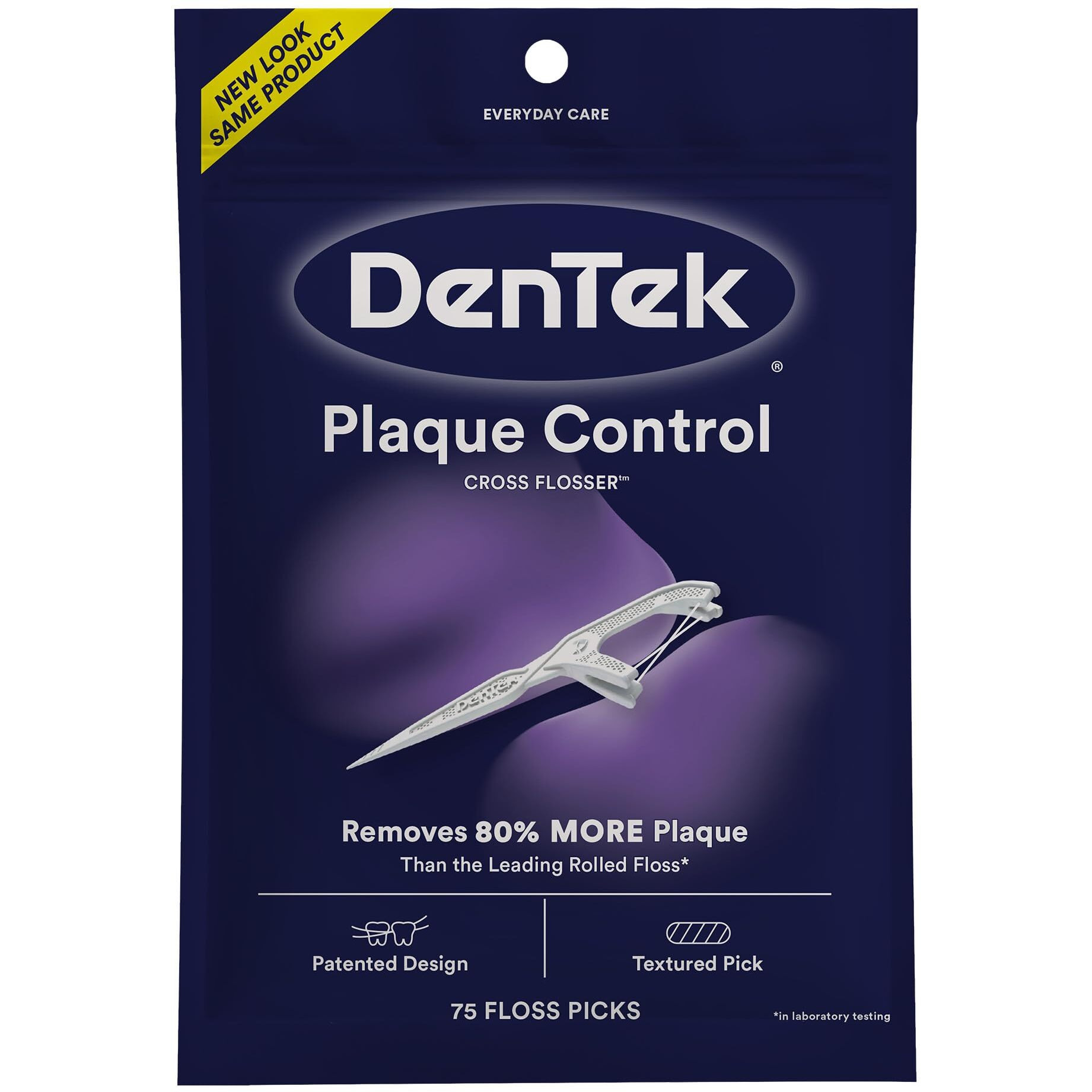 Dentek Cross Flosser Plaque Control Floss Picks, X-Shaped Floss, 75 Count
