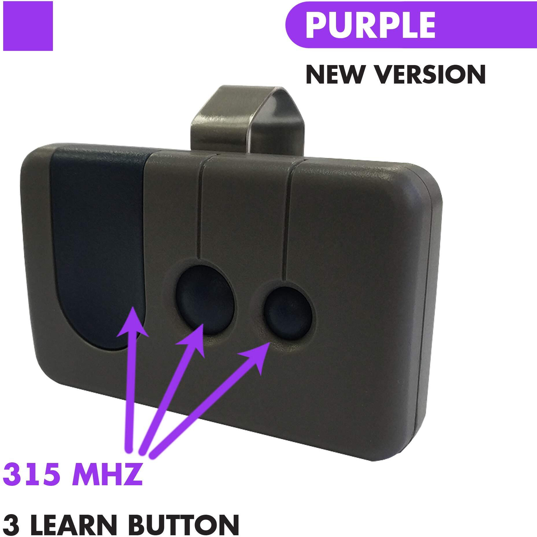 For 41Ab050 41Ac050 41As050 41Ac150 41Ab150 41Ac175 Hbw2028 For Liftmaster Chamberlain Sears Craftsman Garage Door Opener Remote With Purple Learn Button 315Mhz