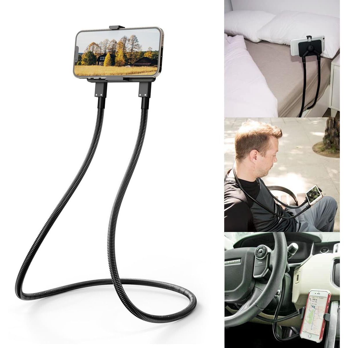 B-Land Cell Phone Holder, Universal Mobile Phone Stand, Lazy Bracket, Diy Flexible Mount Stand With Multiple Function (Black)