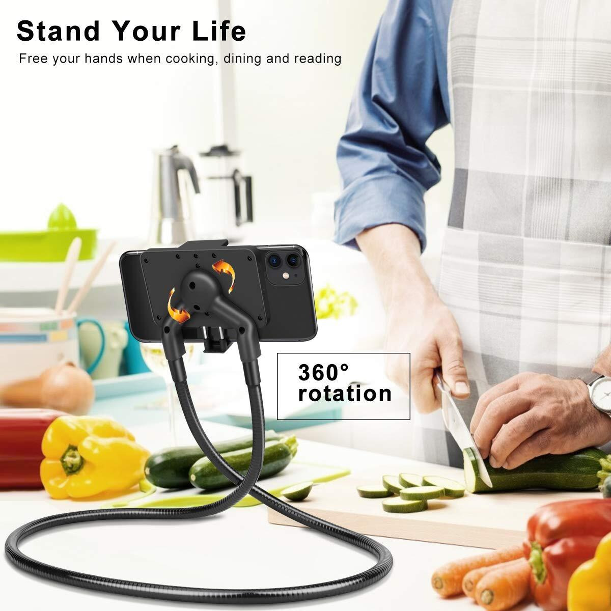 B-Land Cell Phone Holder, Universal Mobile Phone Stand, Lazy Bracket, Diy Flexible Mount Stand With Multiple Function (Black)