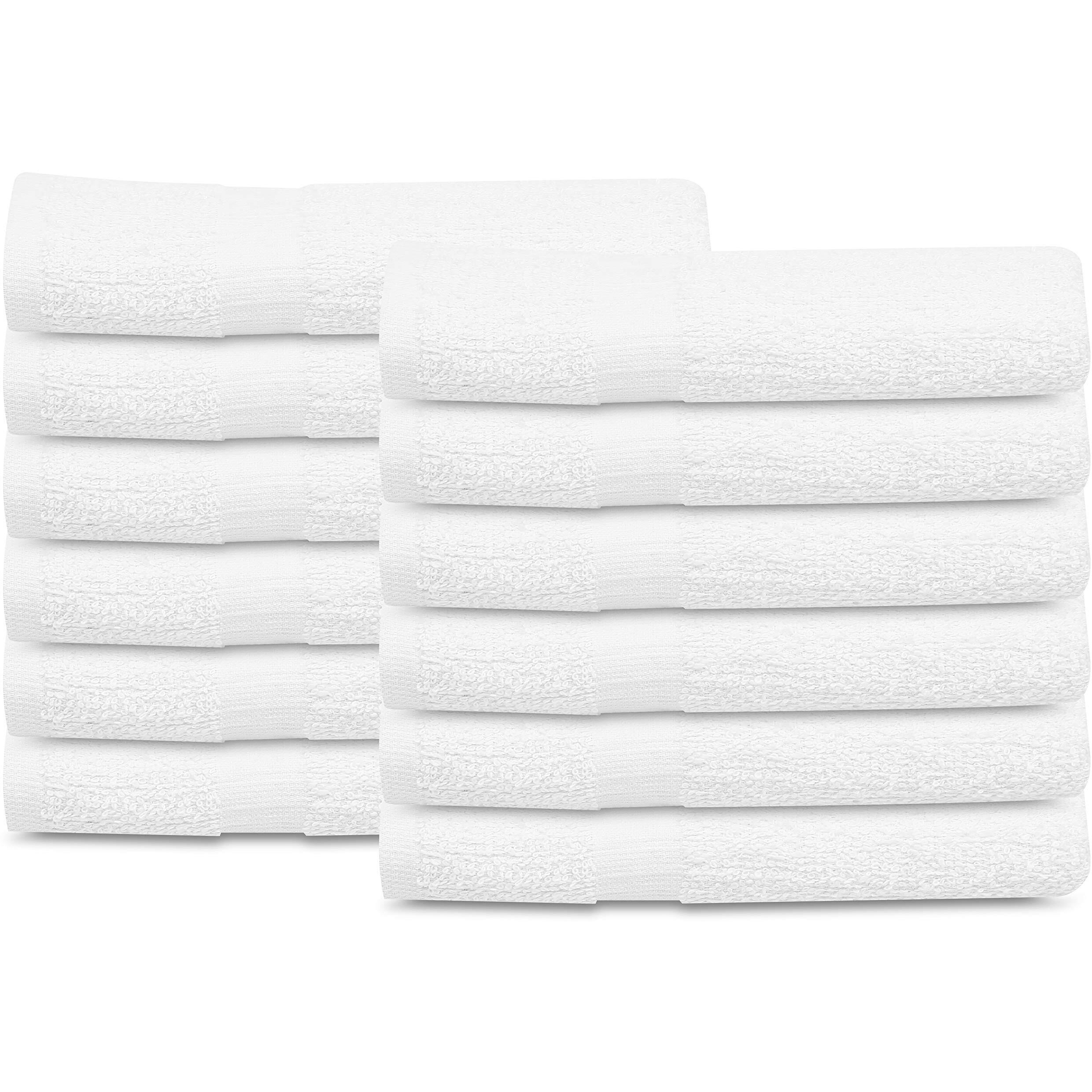 Gold Textiles 12 Pcs New White (20X40 Inches) Cotton Blend Terry Bath Towels Salon/Gym Towels Light Weight Fast Drying