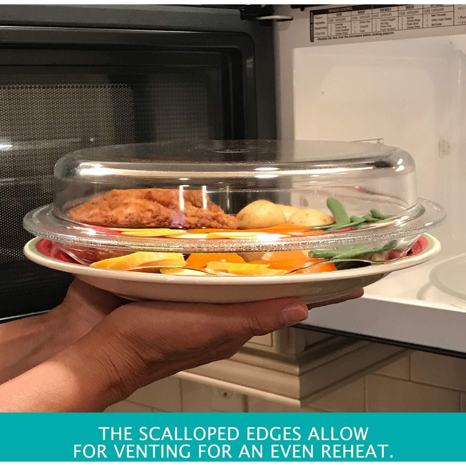 Cuchina Safe 2-In-1 Cover N Cook Vented Glass Microwave Plate Cover And Baking Dish Easy To Grip For Baking And Serving