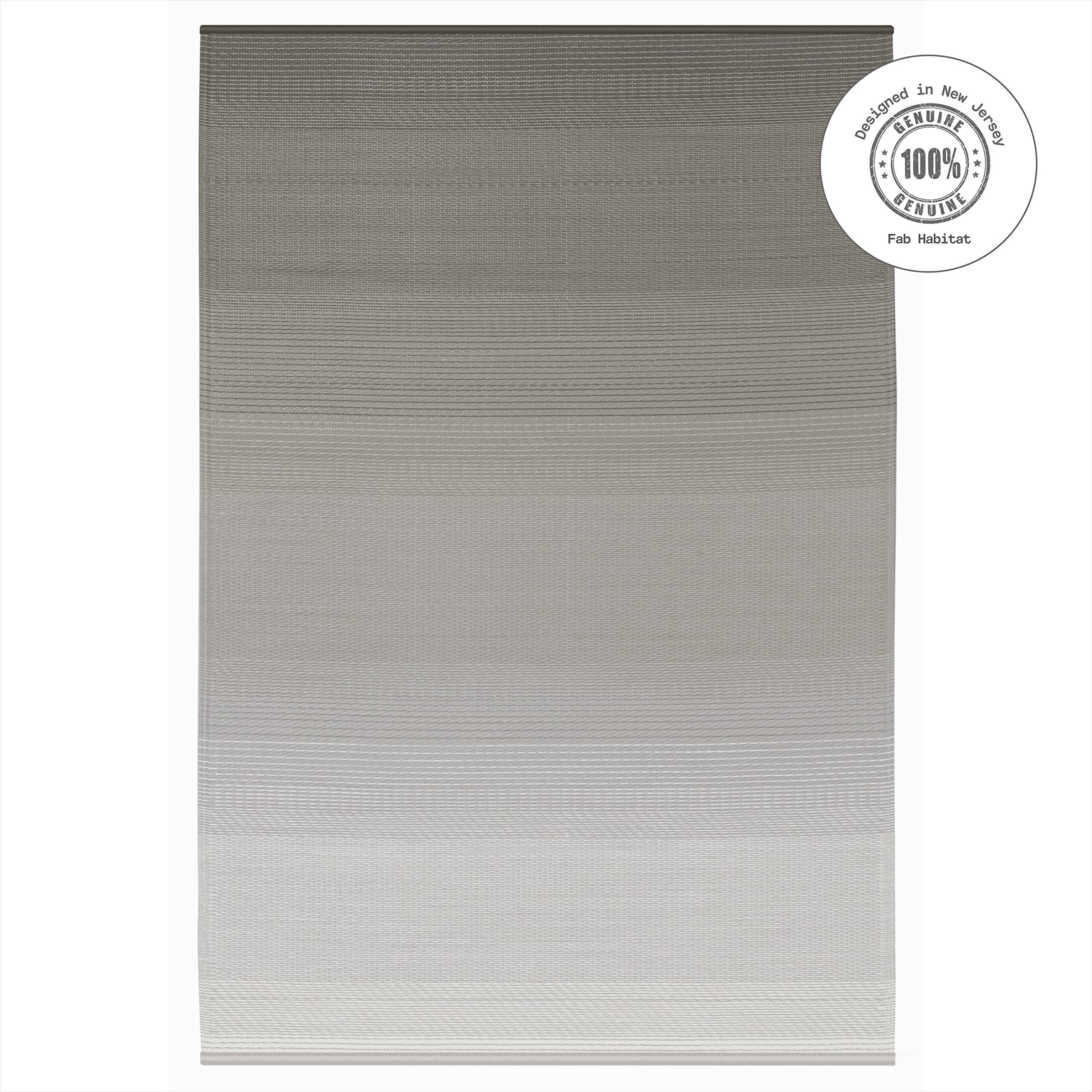 Fab Habitat Neutral Ombre Outdoor Rug - Waterproof, Fade Resistant, Crease-Free, Reversible - Premium Recycled Plastic - Patio Porch Balcony Deck - Big Sur Ash - 8X10 Ft
