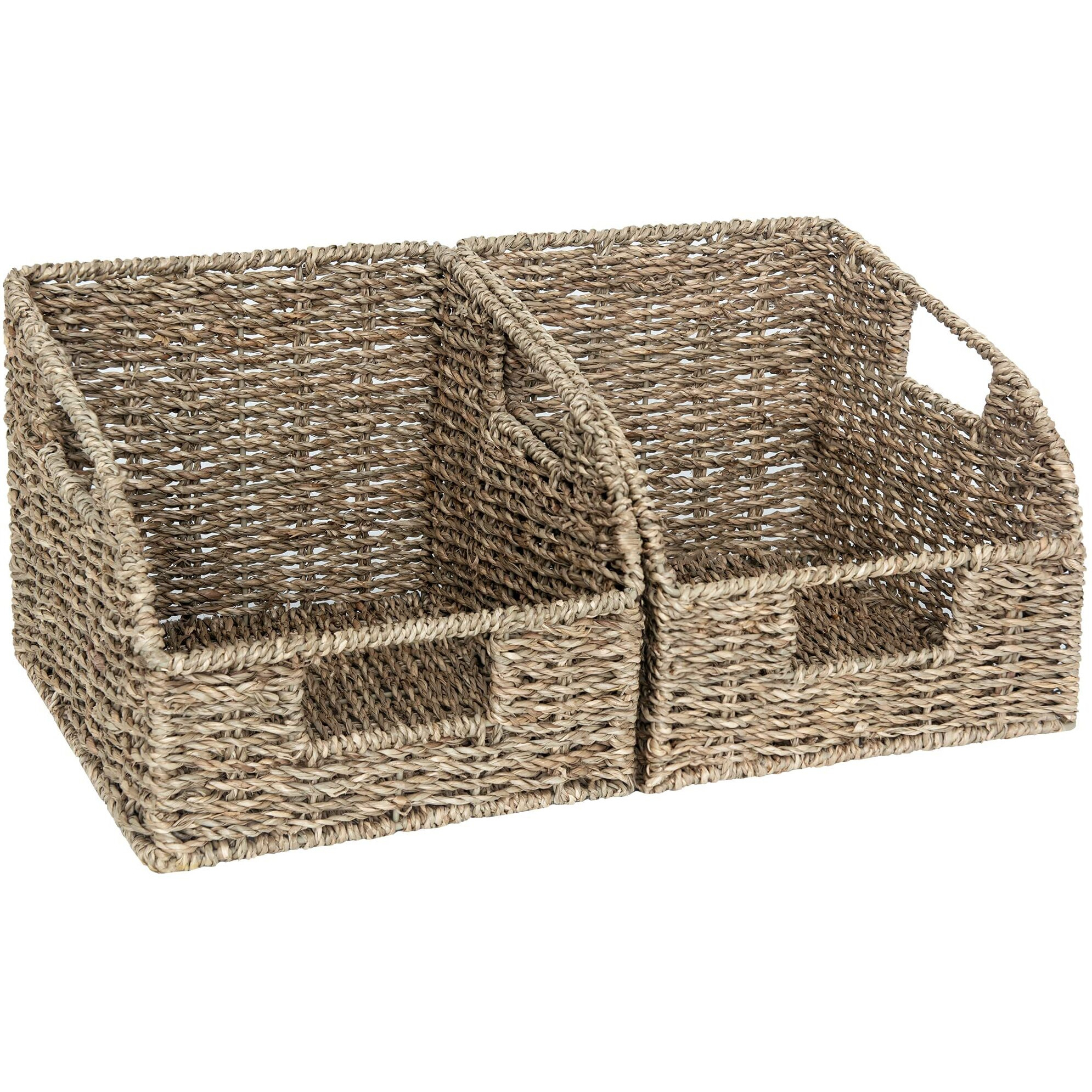 Storageworks Storage Baskets For Organizing, Wicker Baskets With Built-In Handles, Handwoven Wicker Storage Baskets, Seagrass Wicker Baskets For Shelves Storage, 2 Pack
