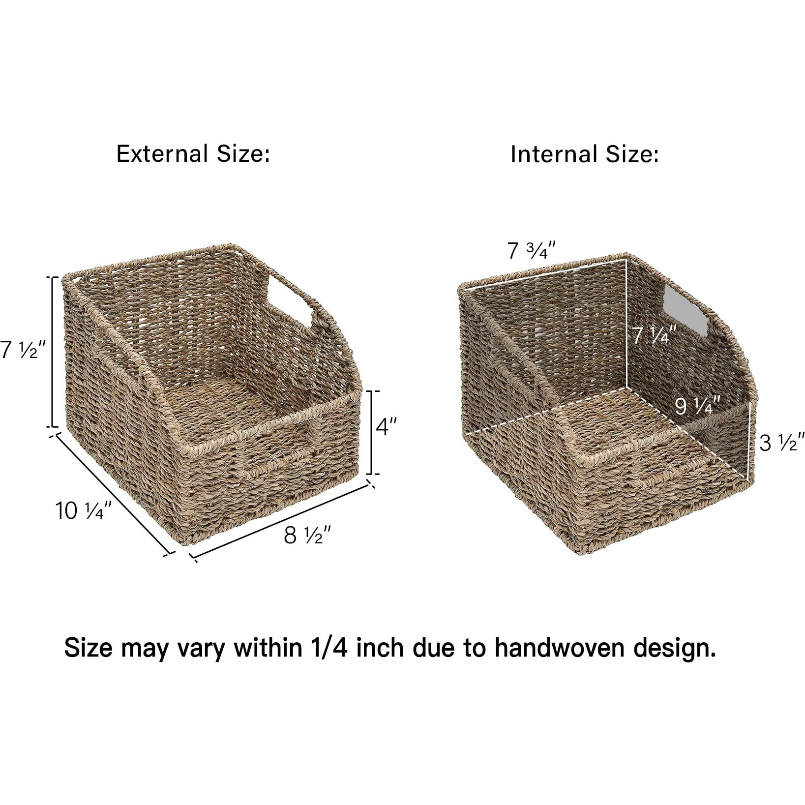Storageworks Storage Baskets For Organizing, Wicker Baskets With Built-In Handles, Handwoven Wicker Storage Baskets, Seagrass Wicker Baskets For Shelves Storage, 2 Pack