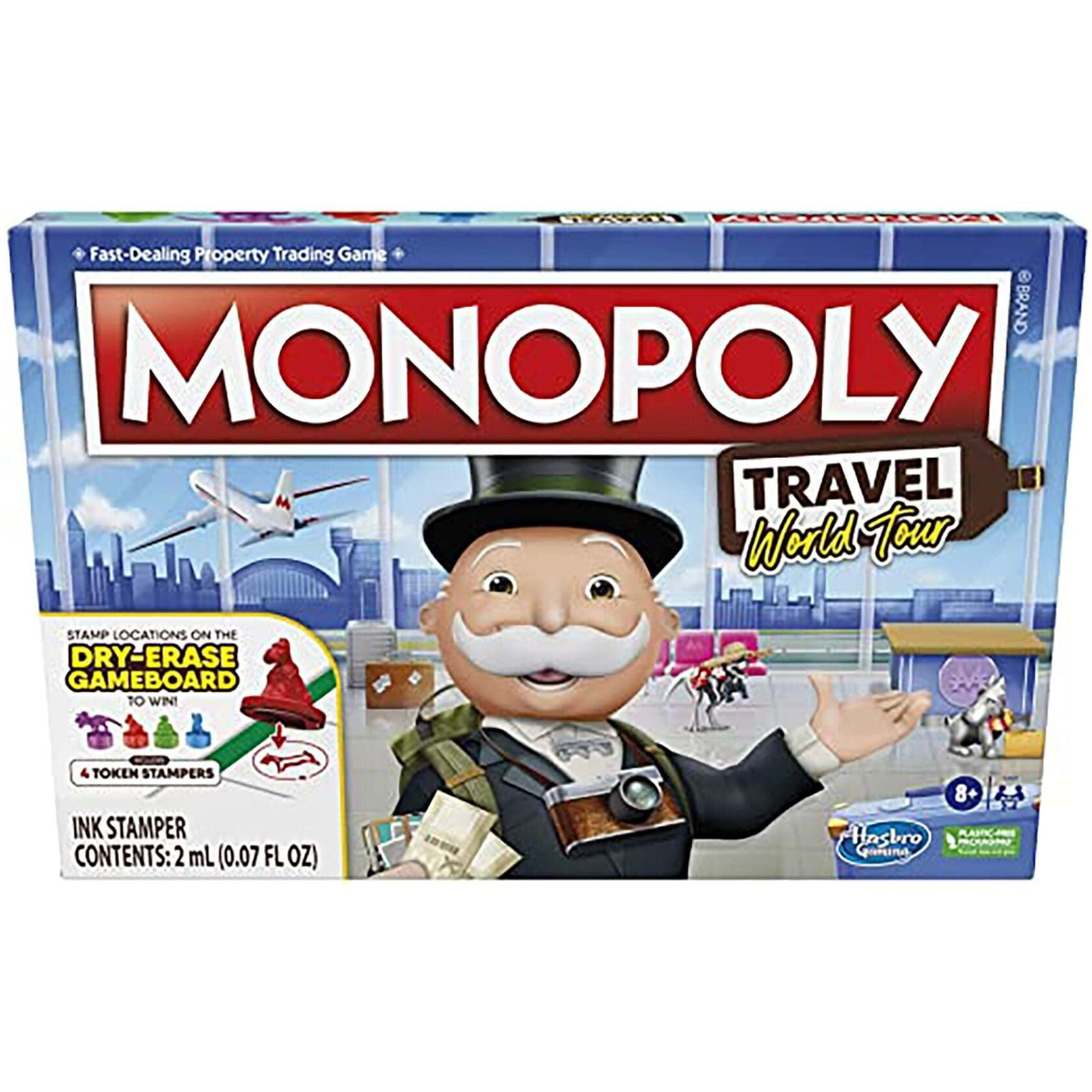 Hasbro Gaming Monopoly World Tour Board Game With Token Stampers And Dry-Erase Gameboard For Family Game Night