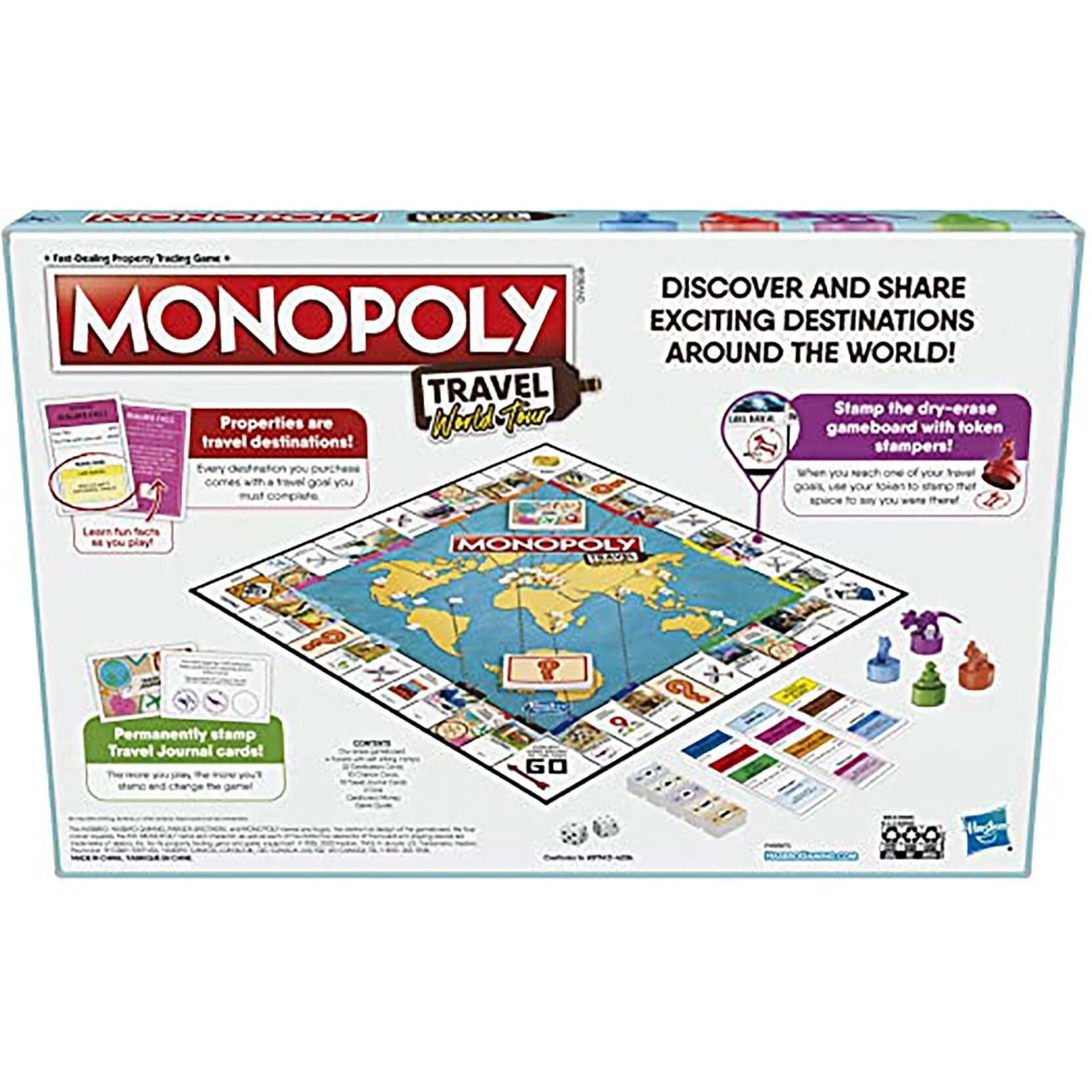 Hasbro Gaming Monopoly World Tour Board Game With Token Stampers And Dry-Erase Gameboard For Family Game Night