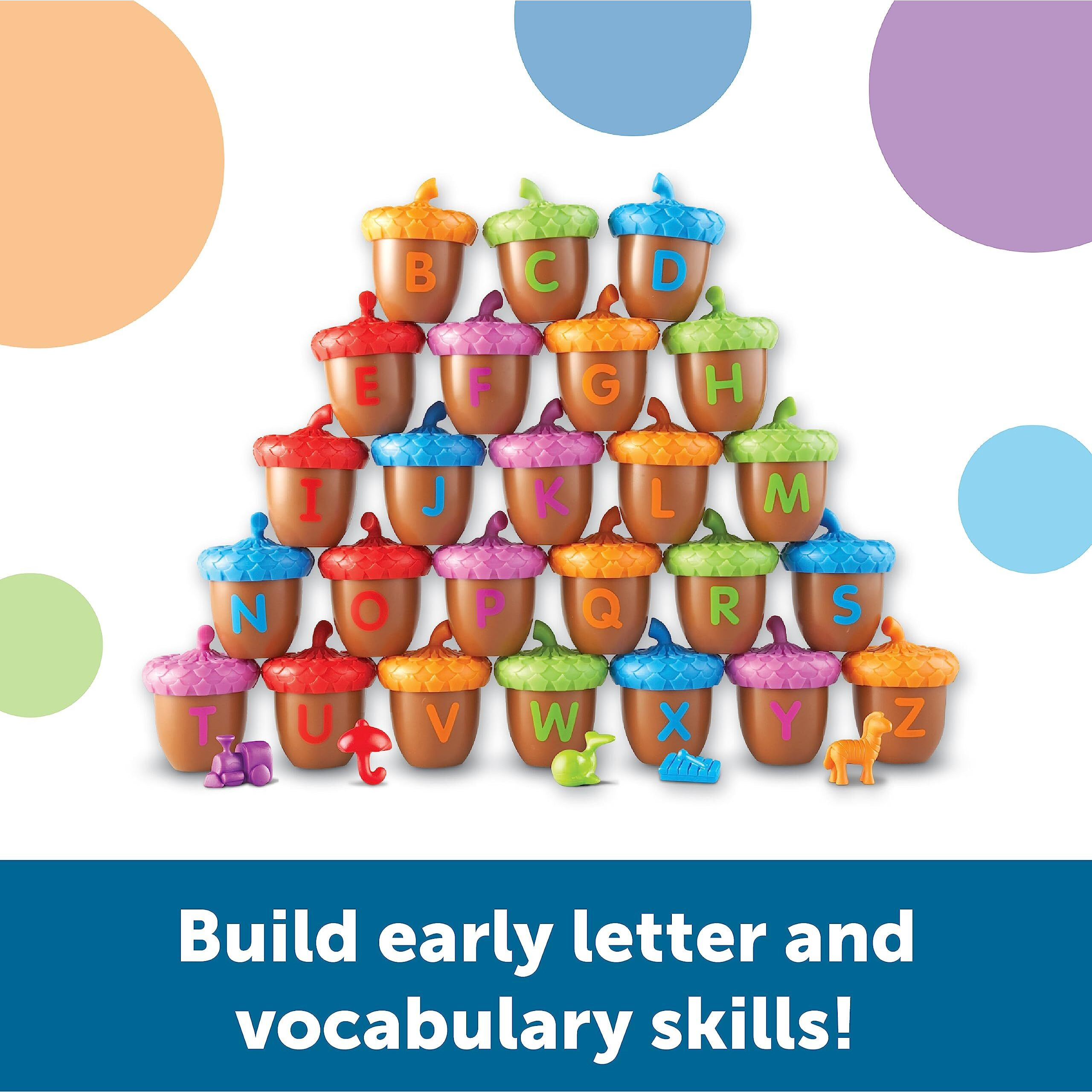 Learning Resources Alphabet Acorns Activity Set, Develops Letter Recognition, Educational Toys For Toddlers, Homeschool, Visual & Tactile Learning Toy, 78 Pieces, Ages 3+