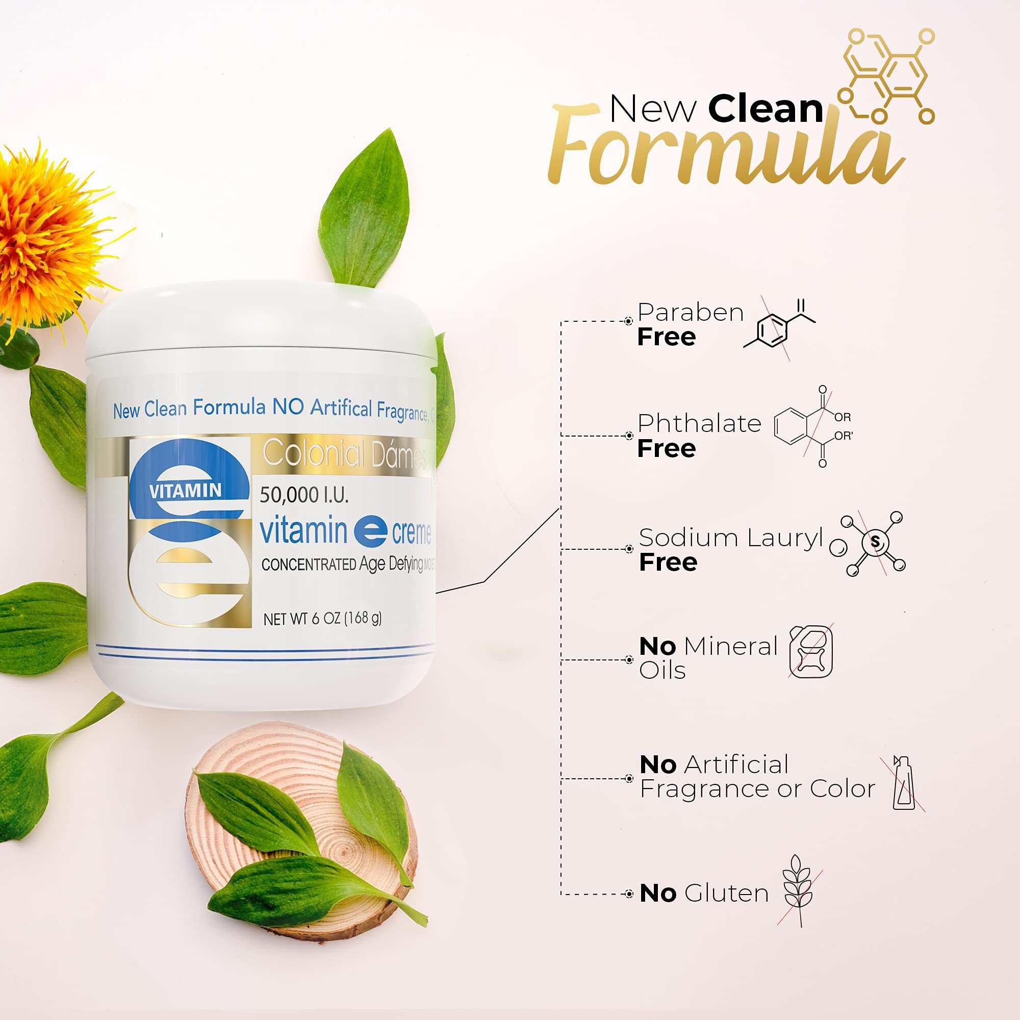Colonial Dames High Potency 50,000 Iu Vitamin E Moisturizer For Hydrating & Moisturizing Chapped Dry Skin & Fine Lines.