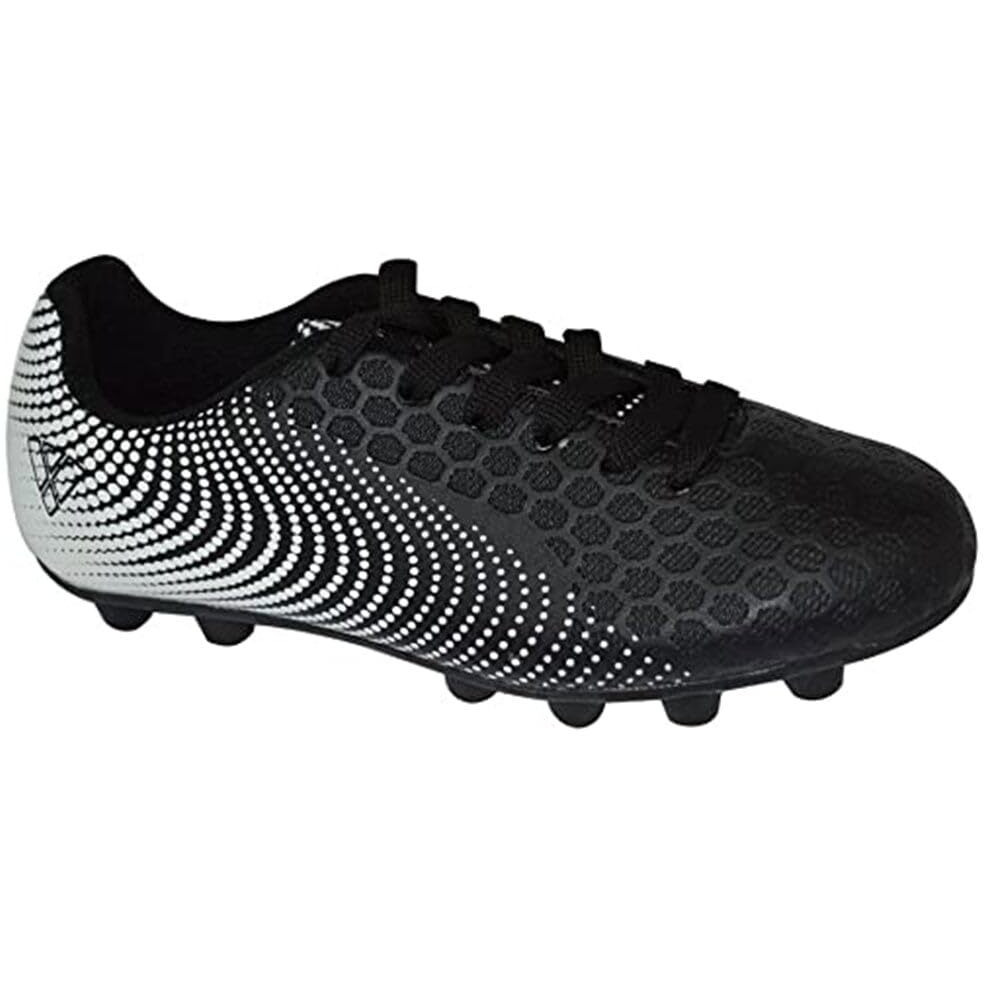 Vizari Stealth Fg Soccer Shoes | Firm Ground Outdoor Soccer Shoes For Boys And Girls | Lightweight And Easy To Wear Youth Outdoor Soccer Cleats | Black/White | Little Kid