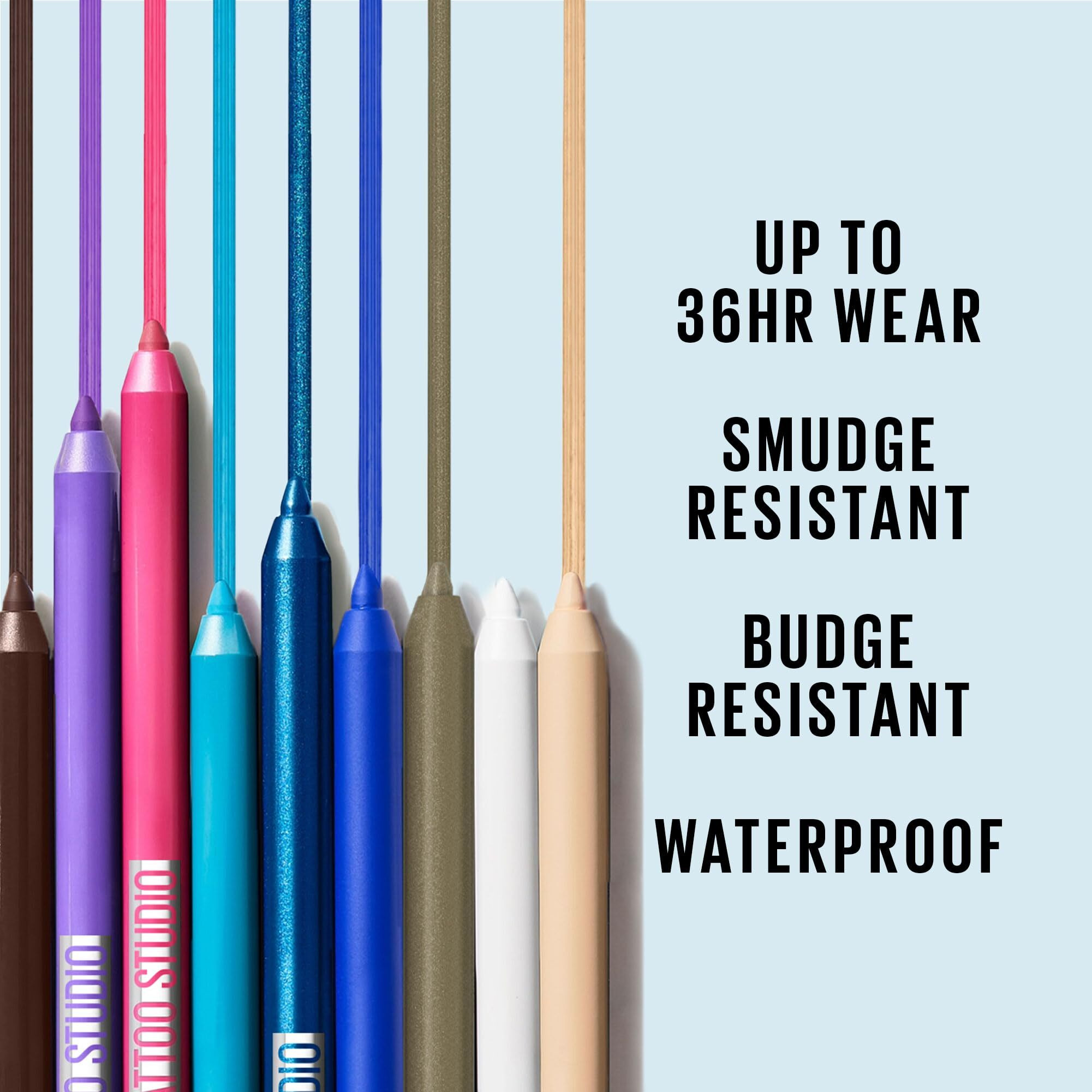 Maybelline Tattoostudio Long-Lasting Sharpenable Eyeliner Pencil, Glide On Smooth Gel Pigments With 36 Hour Wear, Waterproof, Polished White, 1 Count