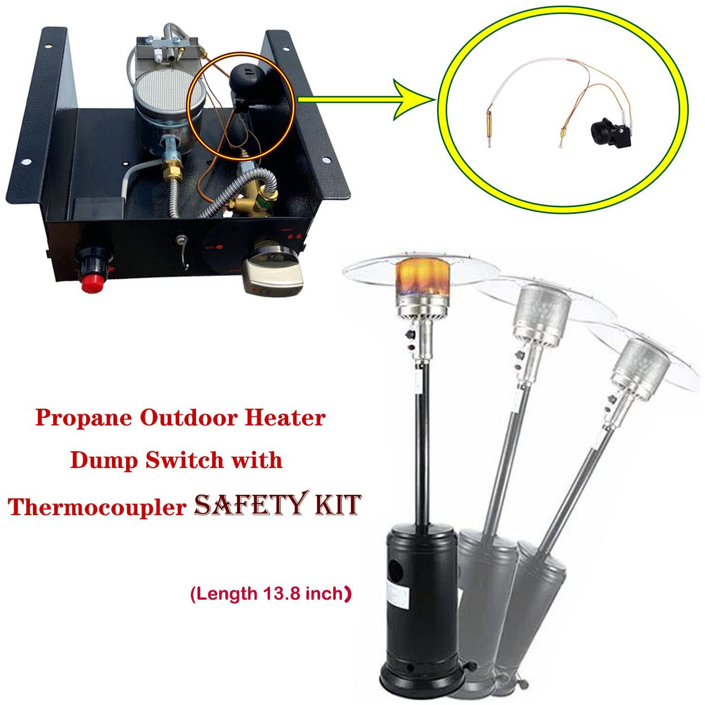 Mensi Propane Gas Patio Heater Repair Replacement Parts Thermocoupler With Dump Switch Control Safety Kit