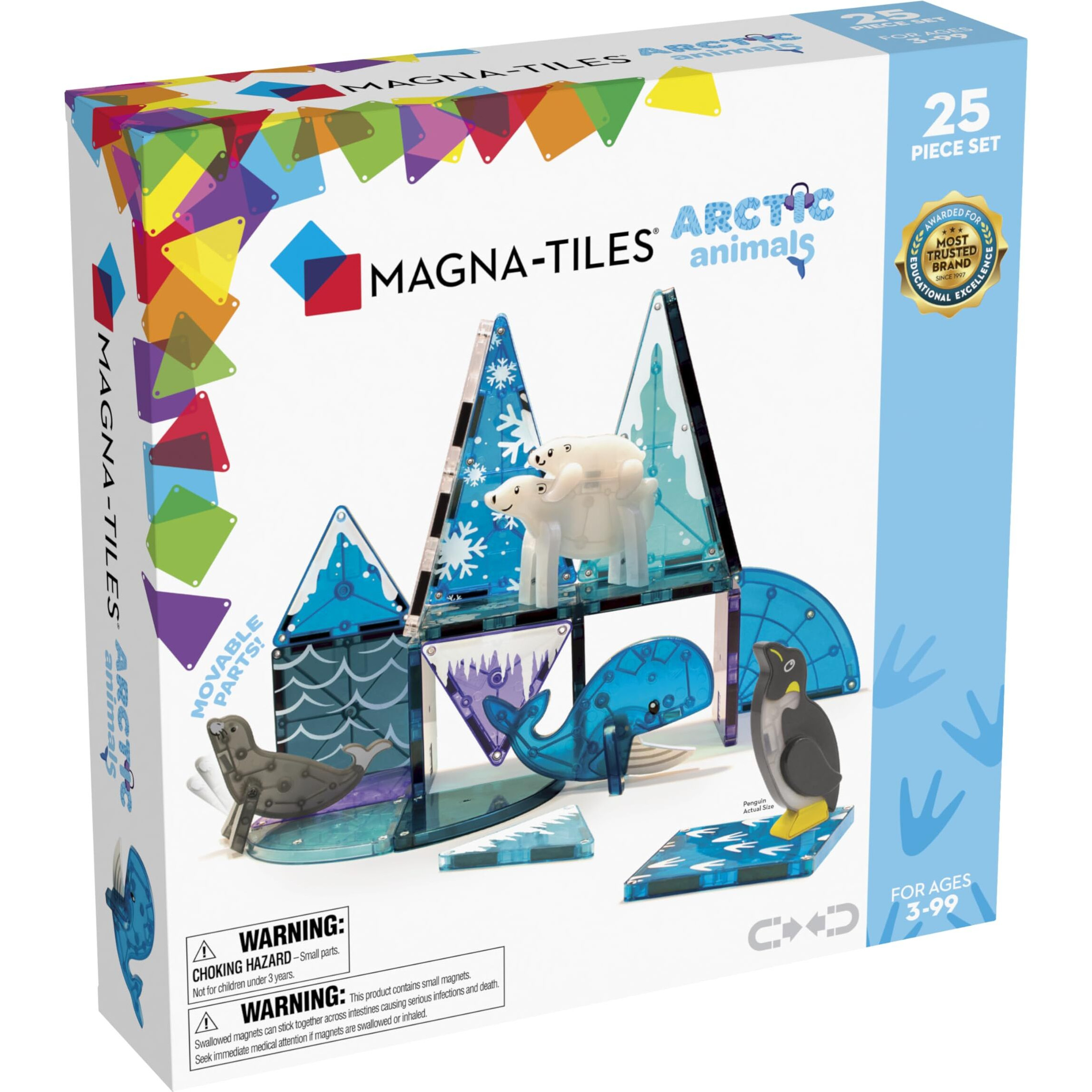 Magna-Tiles Arctic Animals 25-Piece Magnetic Construction Set, The Original Magnetic Building Brand