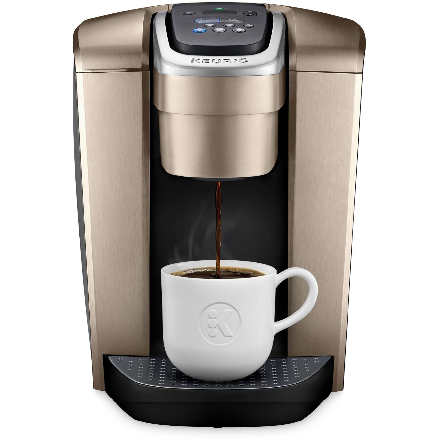 Keurig K-Elite Single Serve K-Cup Pod Coffee Maker, With Strength And Temperature Control, Iced Coffee Capability, 8 To 12Oz Brew Size, Programmable, Brushed Gold