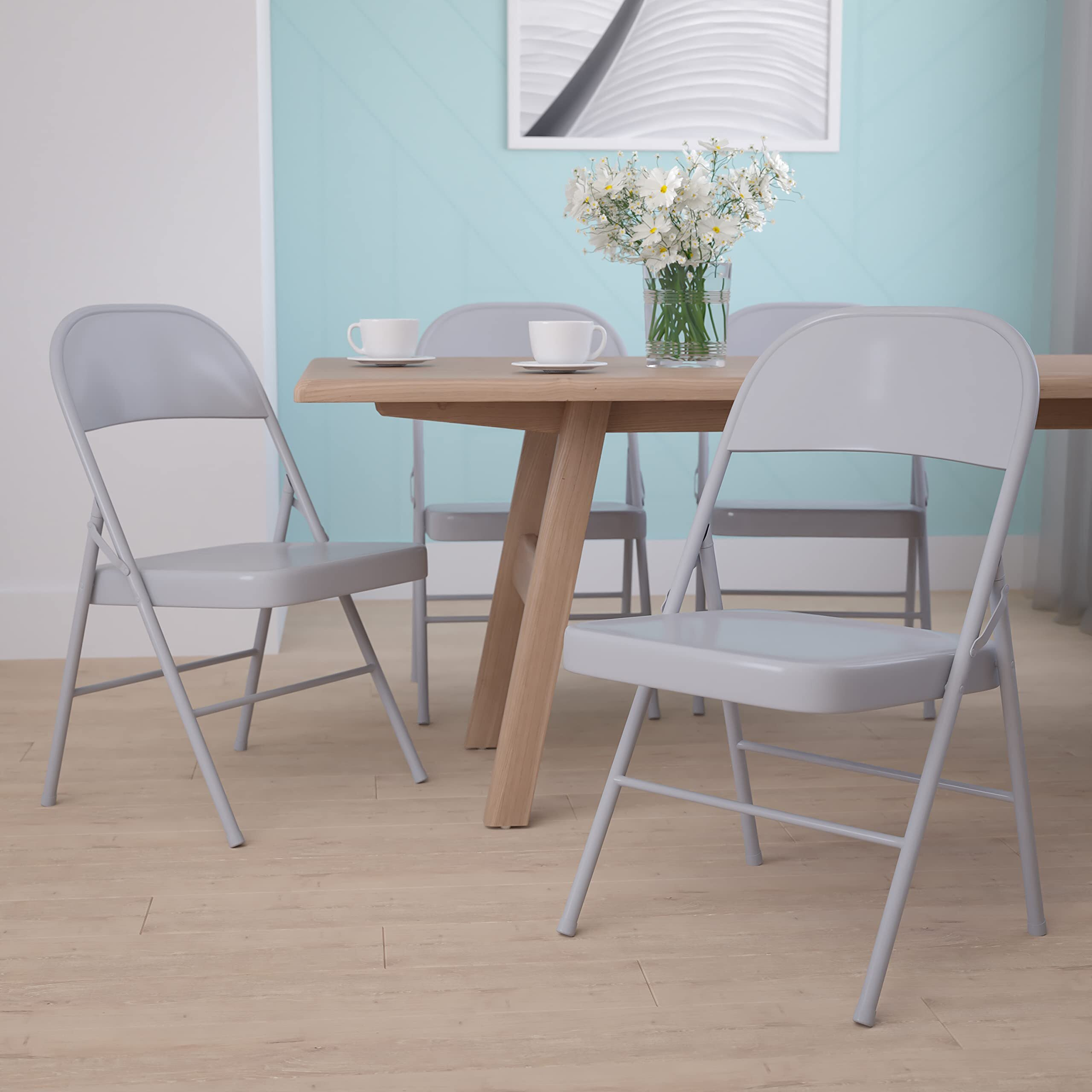 Flash Furniture Hercules Series Commercial Grade Double Braced Gray Metal Folding Chair