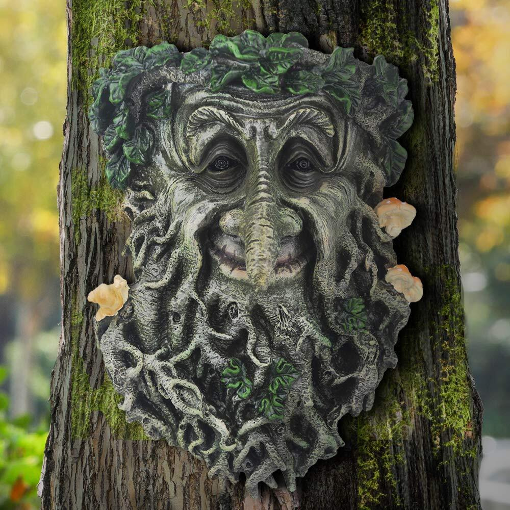 Bexleybay Tree Face Garden Statues Outdoor Decorations, Whimsical Old Man Face For Tree Huggers Sculptures Flower Pot Garden Decorations Yard Art, 9"" X 6.5"" X 3.5""