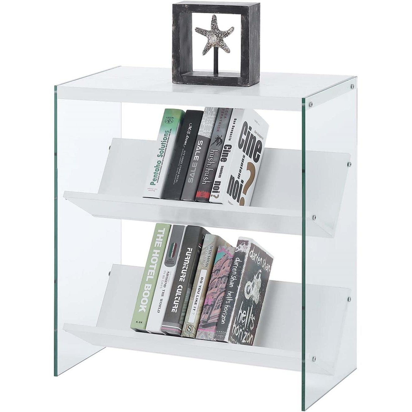 Convenience Concepts Soho Bookcase, White / Glass
