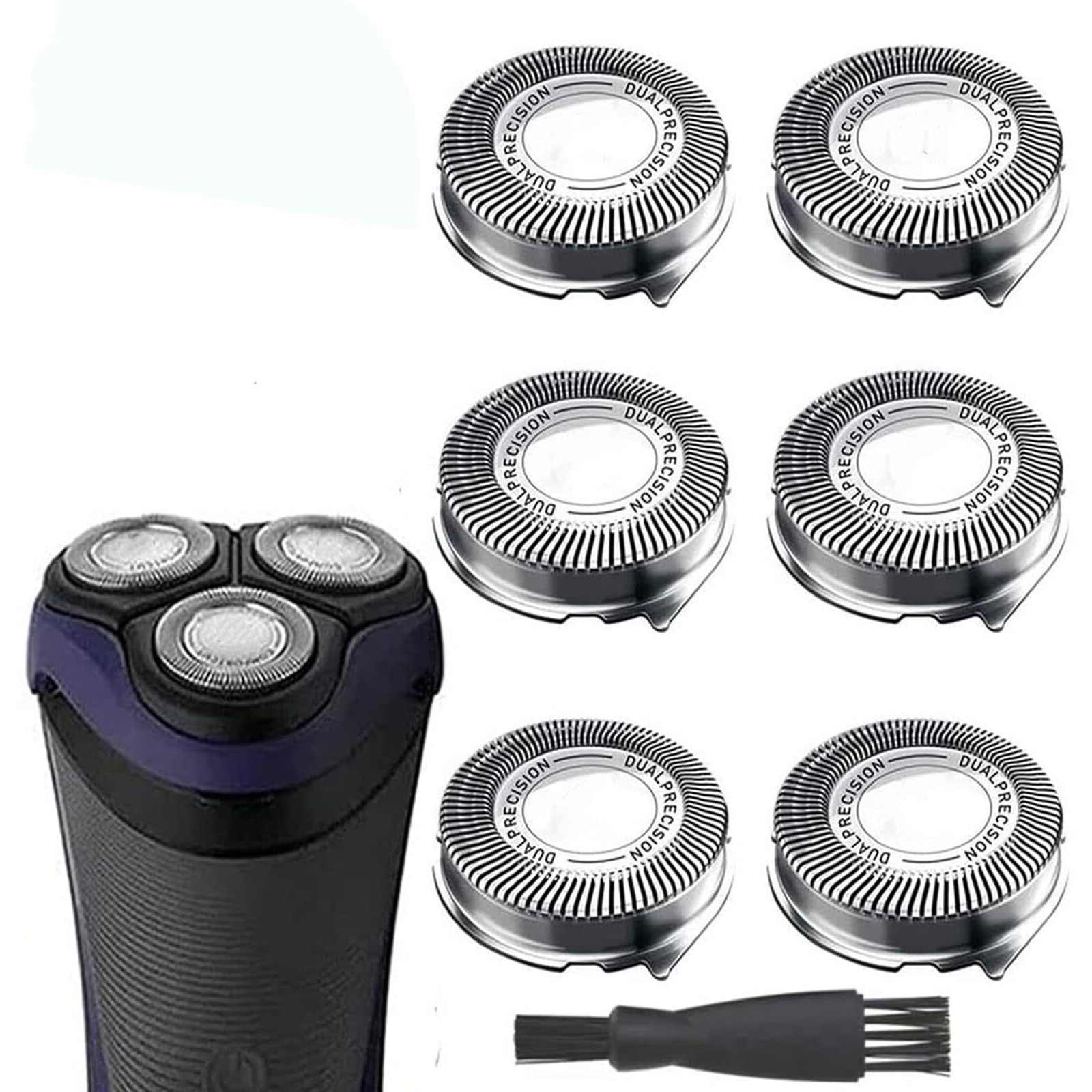 Suleto Hq8 Replacement Heads Compatible With Noreclo Electric Shavers, Hq8 Heads Upgraded Razor Replacement Blades Compatible With Shavers Series Pt720 At880 At810 7800, 6-Pack& Brush