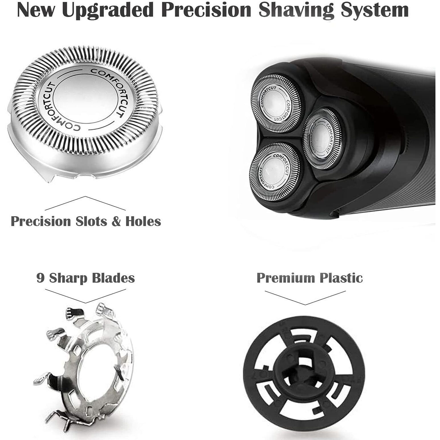 Suleto Hq8 Replacement Heads Compatible With Noreclo Electric Shavers, Hq8 Heads Upgraded Razor Replacement Blades Compatible With Shavers Series Pt720 At880 At810 7800, 6-Pack& Brush