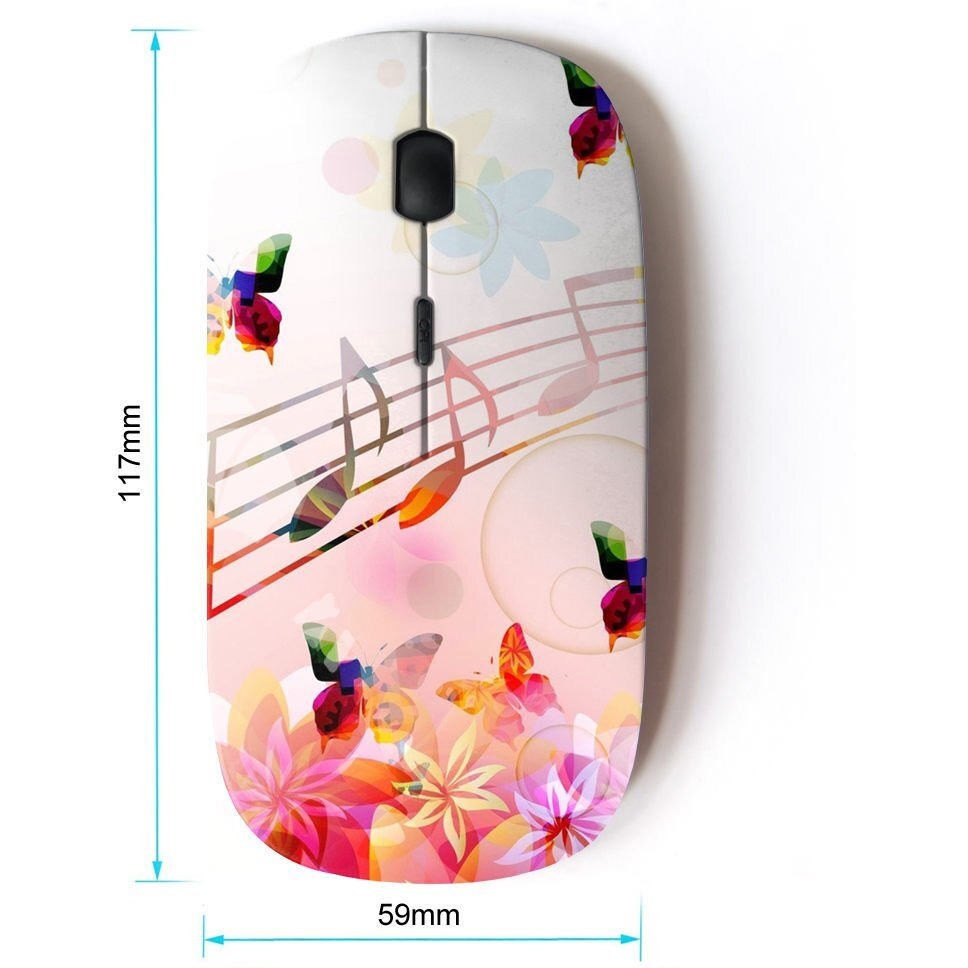 Koolmouse [ Optical 2.4G Wireless Mouse [ Music Notes Pink Flowers Butterflies Nature ]