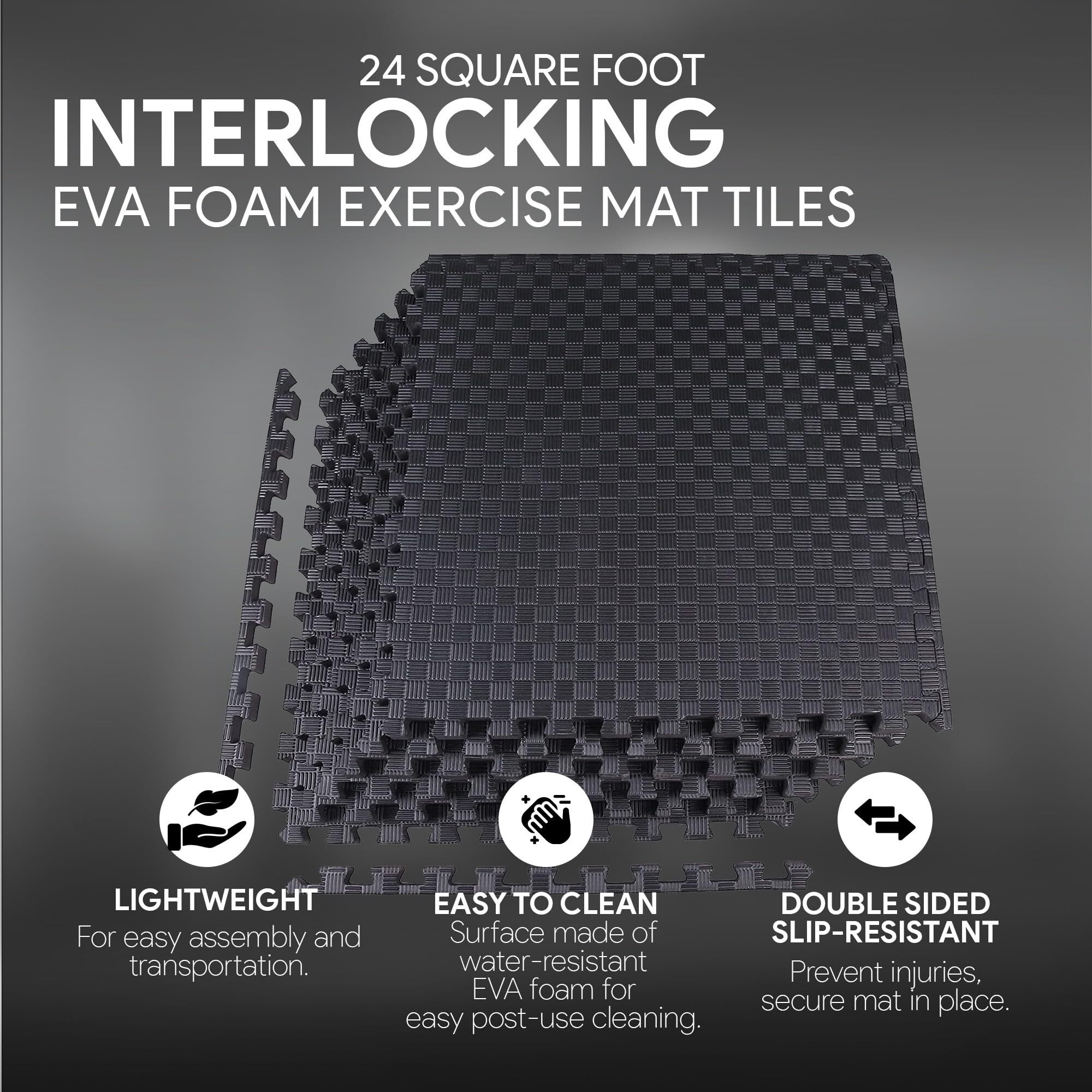 Balancefrom Puzzle Exercise Mat With Eva Foam Interlocking Tiles For Mma, Exercise, Gymnastics And Home Gym Protective Flooring, 1/2"" Thick, 24 Square Feet, Gray