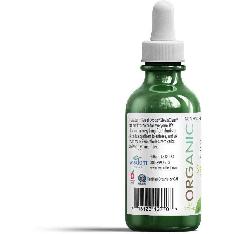 Sweetleaf Organic Sweet Drops- Flavored Stevia Liquid Sweetener, Stevia Extract, Zero Calorie, Gluten Free, Keto Friendly, Non Gmo, Natural Flavor, Sugar Alternative- Stevia Clear, 2 Fl Oz (Pack Of 1)