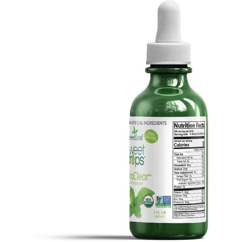 Sweetleaf Organic Sweet Drops- Flavored Stevia Liquid Sweetener, Stevia Extract, Zero Calorie, Gluten Free, Keto Friendly, Non Gmo, Natural Flavor, Sugar Alternative- Stevia Clear, 2 Fl Oz (Pack Of 1)