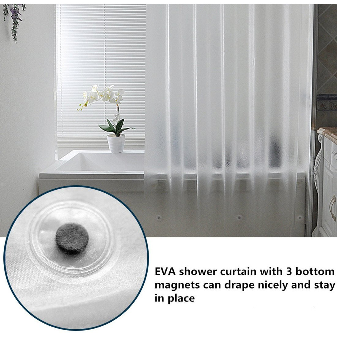 Aoohome Frosted Shower Curtain Liner 8G Eva Extra Long Shower Curtain 72X78 Inch With Heavy Duty 5 Bottom Magnets, Thick Shower Liner For Shower Stall, Bathtubs, Semi Transparent