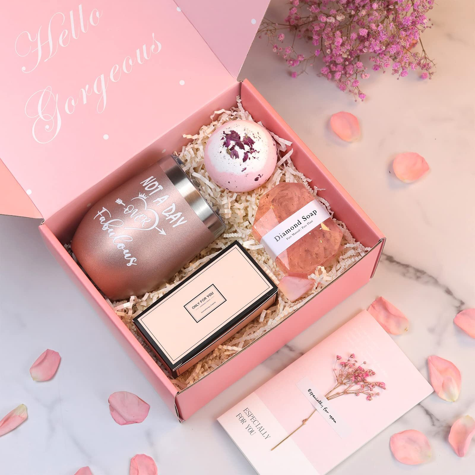 Birthday Gifts For Women, Relaxing Spa Gift Box Basket For Her Mom Sister Best Friend Unique Happy Birthday Bath Set Gift Ideas Mothers Day Gifts From Daughter Son 30Th 40Th 50Th 60Th Gift