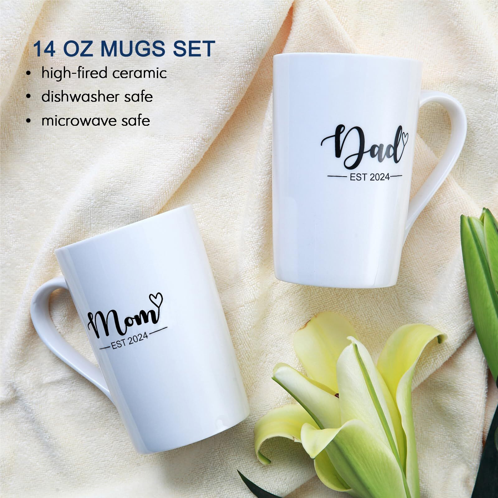 Miyyet Pregnancy Gifts For First Time Moms - New Mom Gifts, Gender Reveal Gifts Including Mom And Dad Est 2024 Mug Set For Expecting Parents, Mom To Be Gift, Baby Shower Gifts, New Parents Gifts