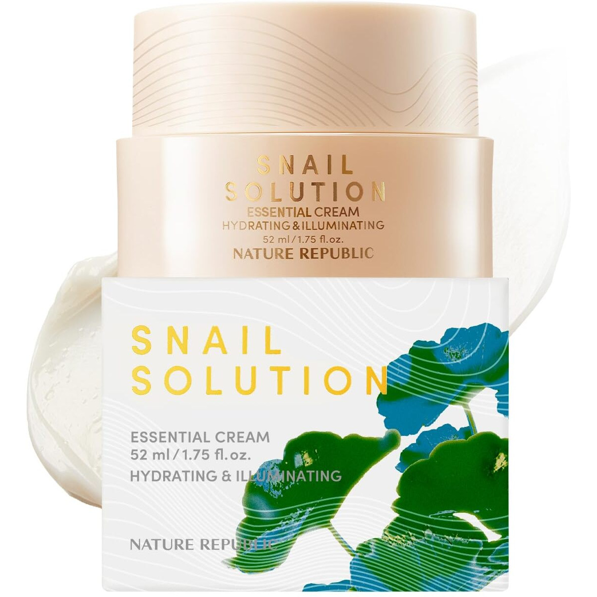 Nature Republic Snail Mucin Cream - Korean Moisturizer, Advanced Face Moisturizers For Skin, Snails, Asian Skincare, K-Beauty Care, Hydrating, Glass Facial Mucus, Valentines Day Gifts, 52Ml/1.75 Fl.Oz