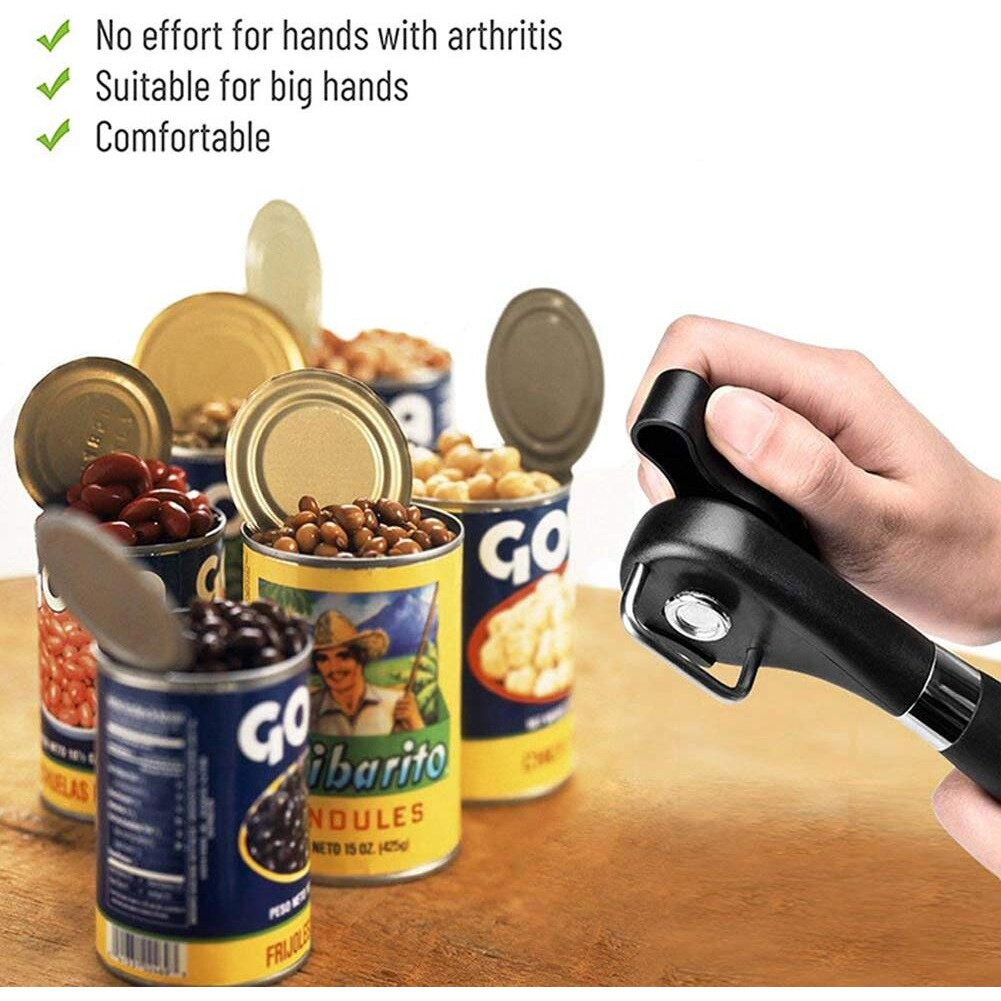 Can Opener Smooth Edge Manual, Can Opener Handheld, No Sharp Edges With Soft Grips, Food Grade Stainless Steel Cutting Can Opener, Professional Ergonomic Can Opener For Kitchen & Restaurant