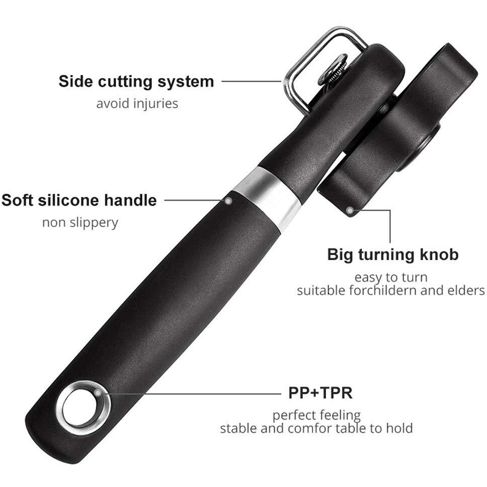 Can Opener Smooth Edge Manual, Can Opener Handheld, No Sharp Edges With Soft Grips, Food Grade Stainless Steel Cutting Can Opener, Professional Ergonomic Can Opener For Kitchen & Restaurant