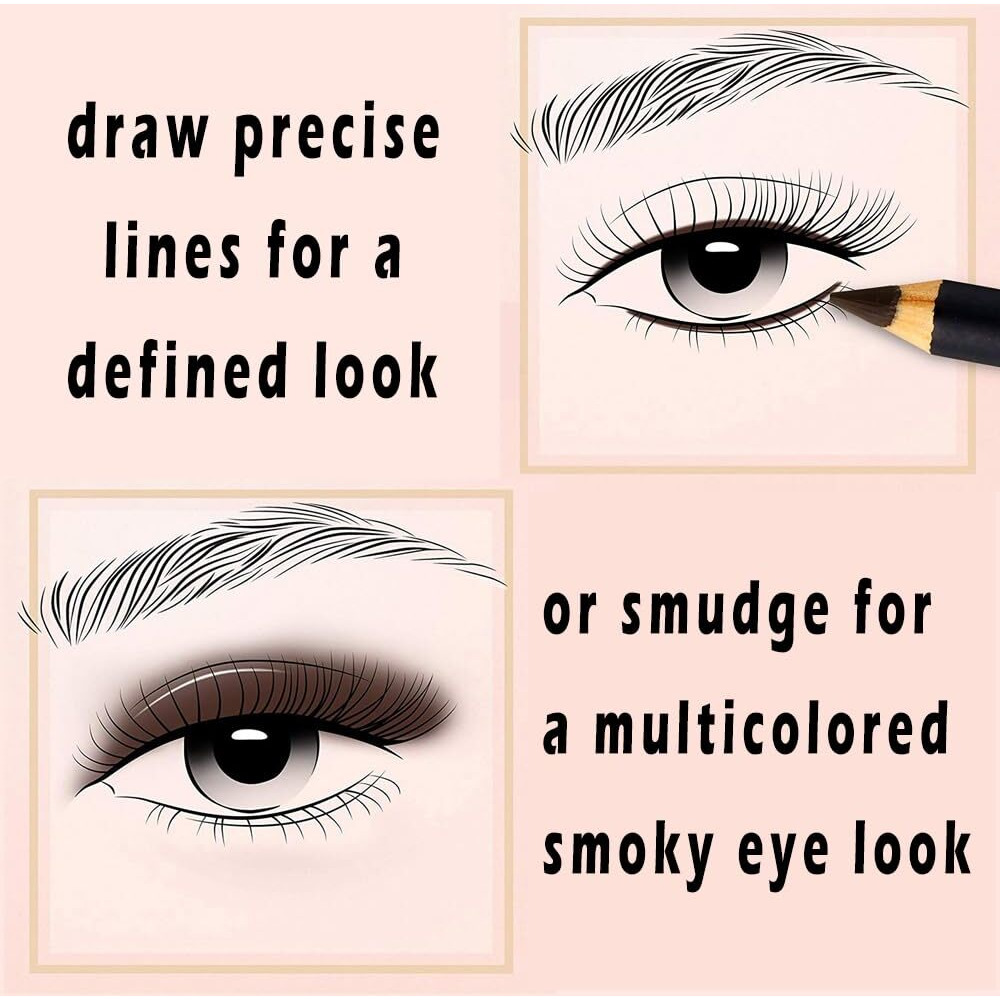 Eye Liner Pencil Set - 12 Assorted Colors Natural Matte Long Lasting Hypoallergenic Eyeliners Eye Makeup Soft Crayon Pencils (Black Gray Brown Plum Purple Lavender Pink Etc)