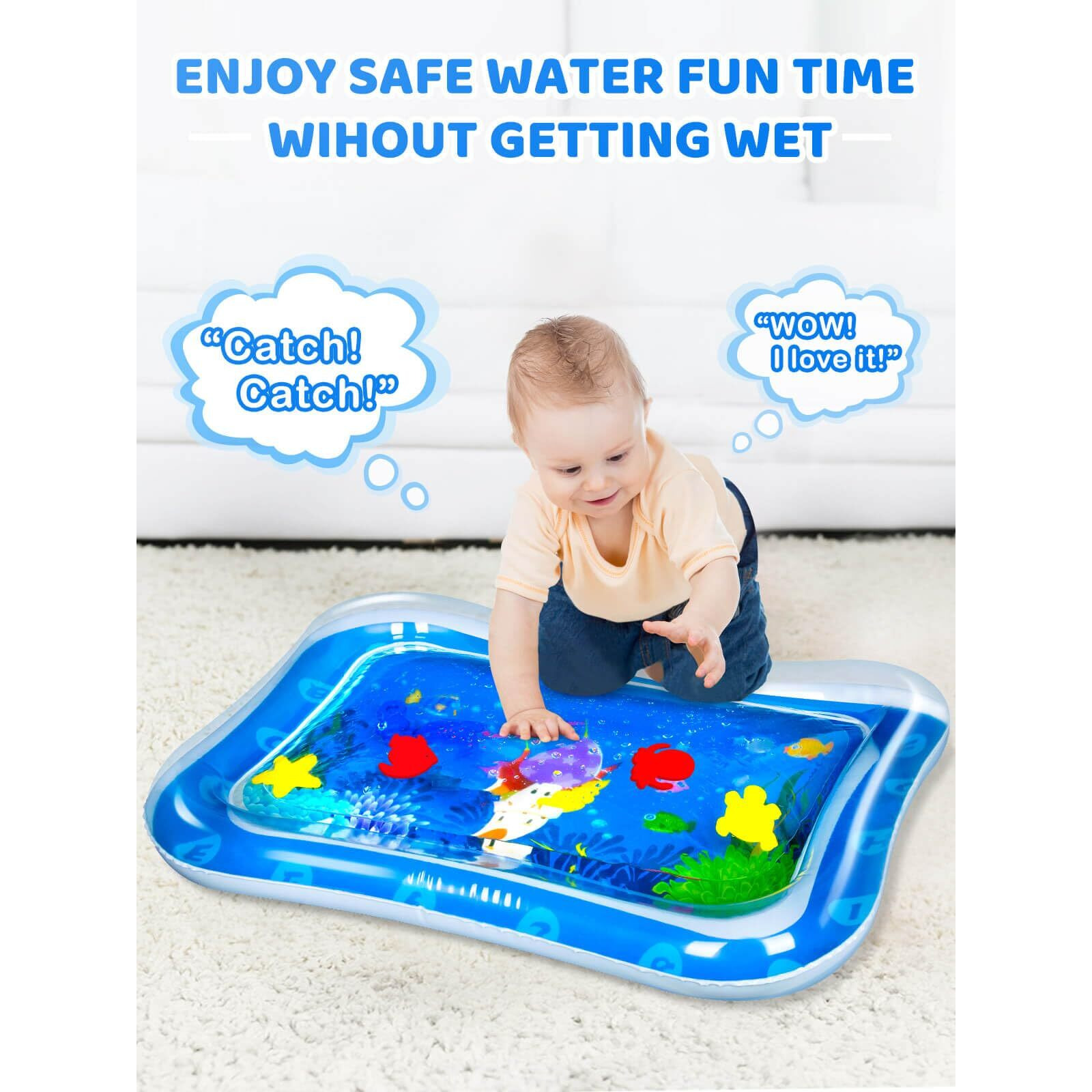 Sephix Baby Toys 0-3-6-12 Months Boy Gifts, Infant Toys 3-6 Months Water Tummy Time Mat, Baby Boy Stuff Essentials For Newborn Toys 0-6 Months Teething Toys 6-12 Months Sensory Toys For Babies Easter