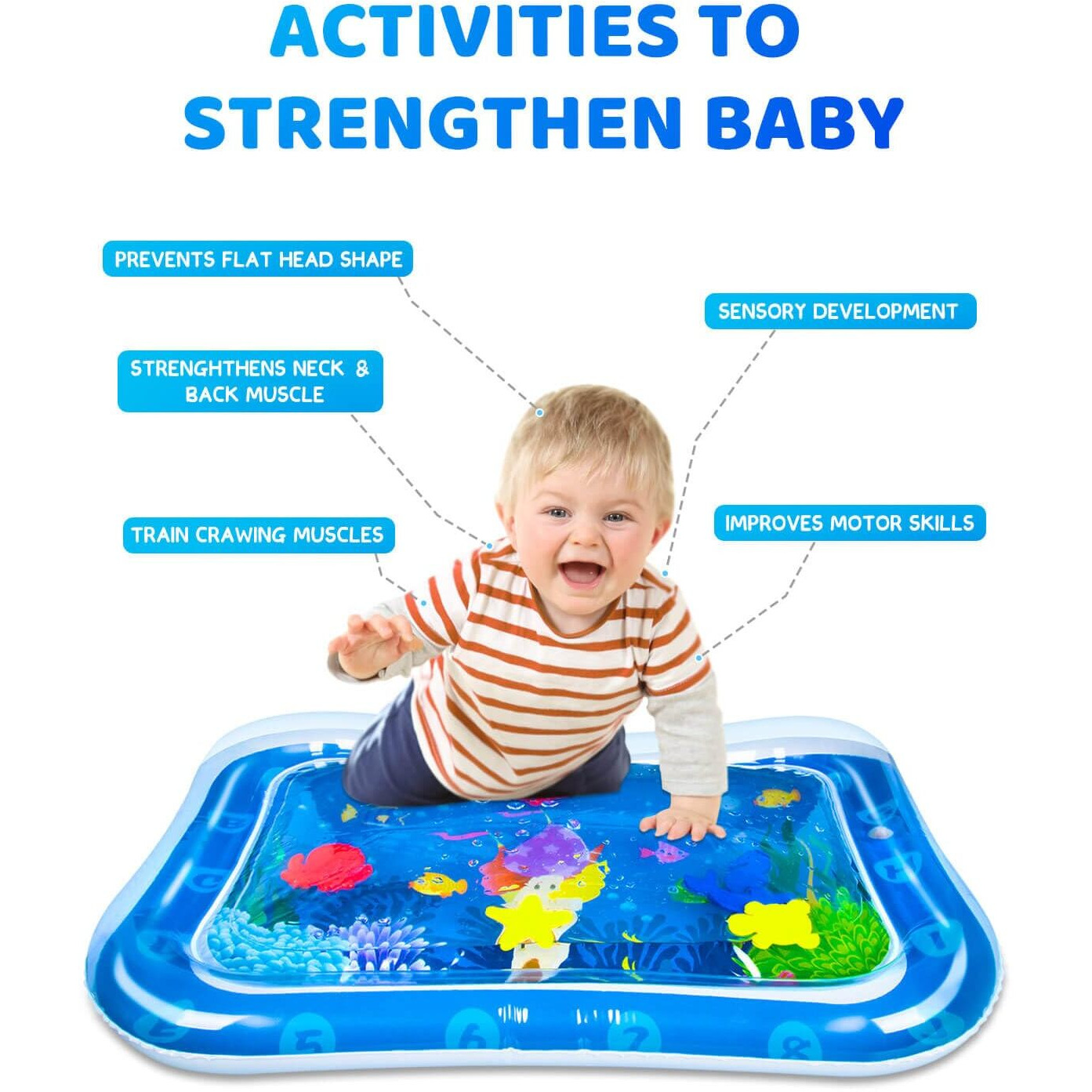 Sephix Baby Toys 0-3-6-12 Months Boy Gifts, Infant Toys 3-6 Months Water Tummy Time Mat, Baby Boy Stuff Essentials For Newborn Toys 0-6 Months Teething Toys 6-12 Months Sensory Toys For Babies Easter
