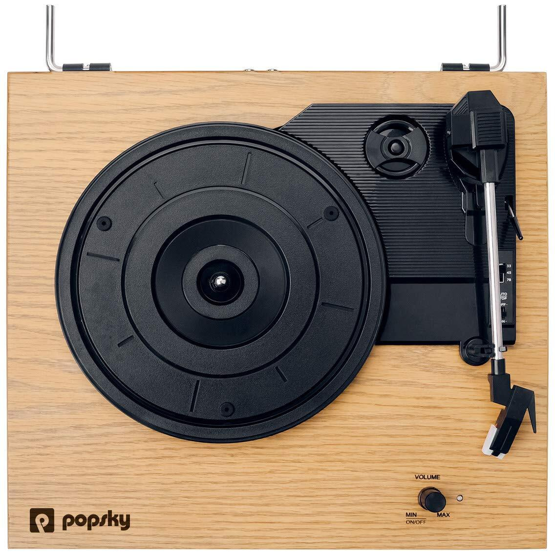 Record Player, Popsky Vintage Turntable 3-Speed Bluetooth Record Player With Speaker, Portable Lp Vinyl Player, Rca Jack, Natural Wood