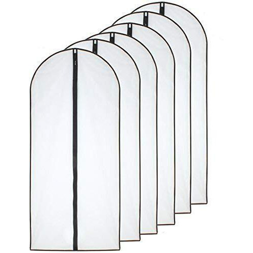 Homeclean Hanging Garment Bag (Set Of 6) Lightweight Clear Full Zipper Black Dress Bags Peva Garment Breathable Bags Cover For Closet Clothes Storage (24'' X 60'', Black)
