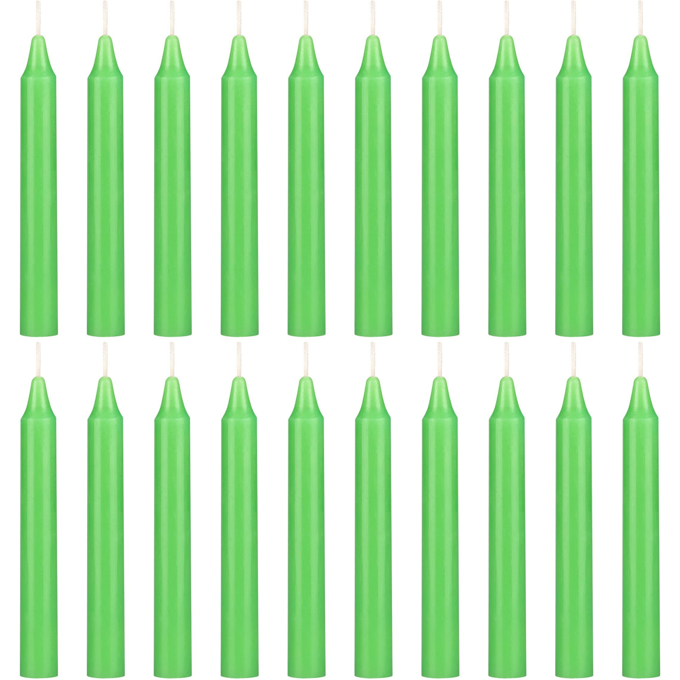 Mega Candles 20 Pcs Unscented Light Green Exquisite Mini Taper Spell Candles, 4 Inch Tall X 1/2 Inch Diameter, Magic Chimes, Enchantment, Casting Rituals, Witchcraft, Wiccan, Altar, Metaphysical