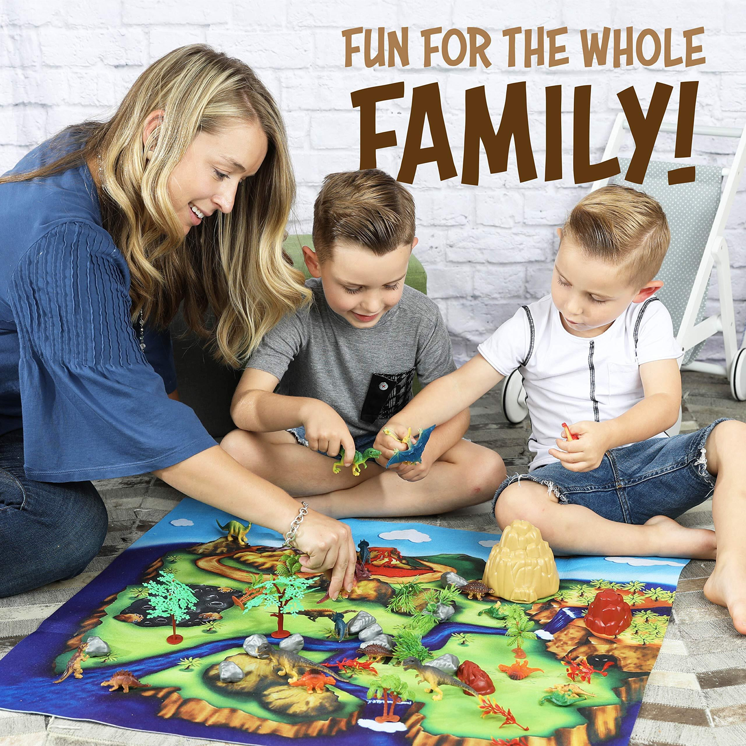 Toyvelt Dinosaur Play Set Dinosaur Toys Includes Dinosaur Figures, Trees, Rocks, Playmat, And A Beautiful Container Create A Dino World Great Gift For Boys & Girls Ages 3,4,5,6, And Up Updated Version