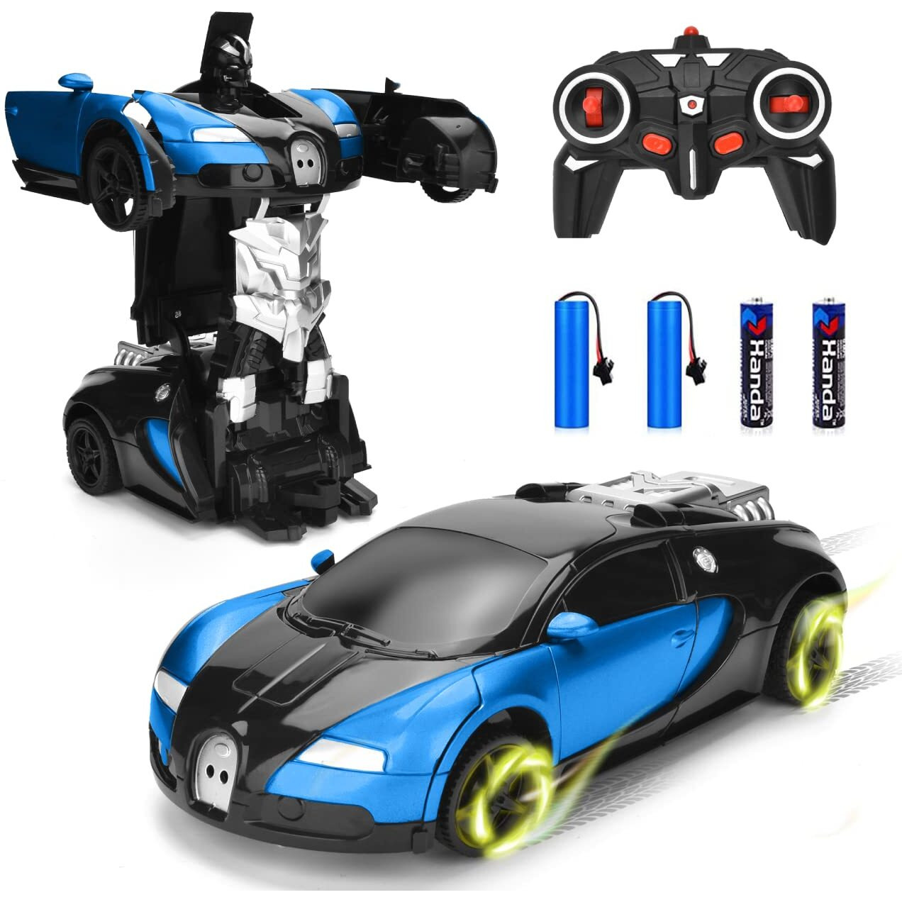 Ursulan Transform Remote Control Cars For Boys, Deformed Robot Toy With 360 Speed Drifting, One Button Transformation Cars For Kid Age 3-8, Holiday Toy Xmas Gifts For Boys And Girls (Blue)