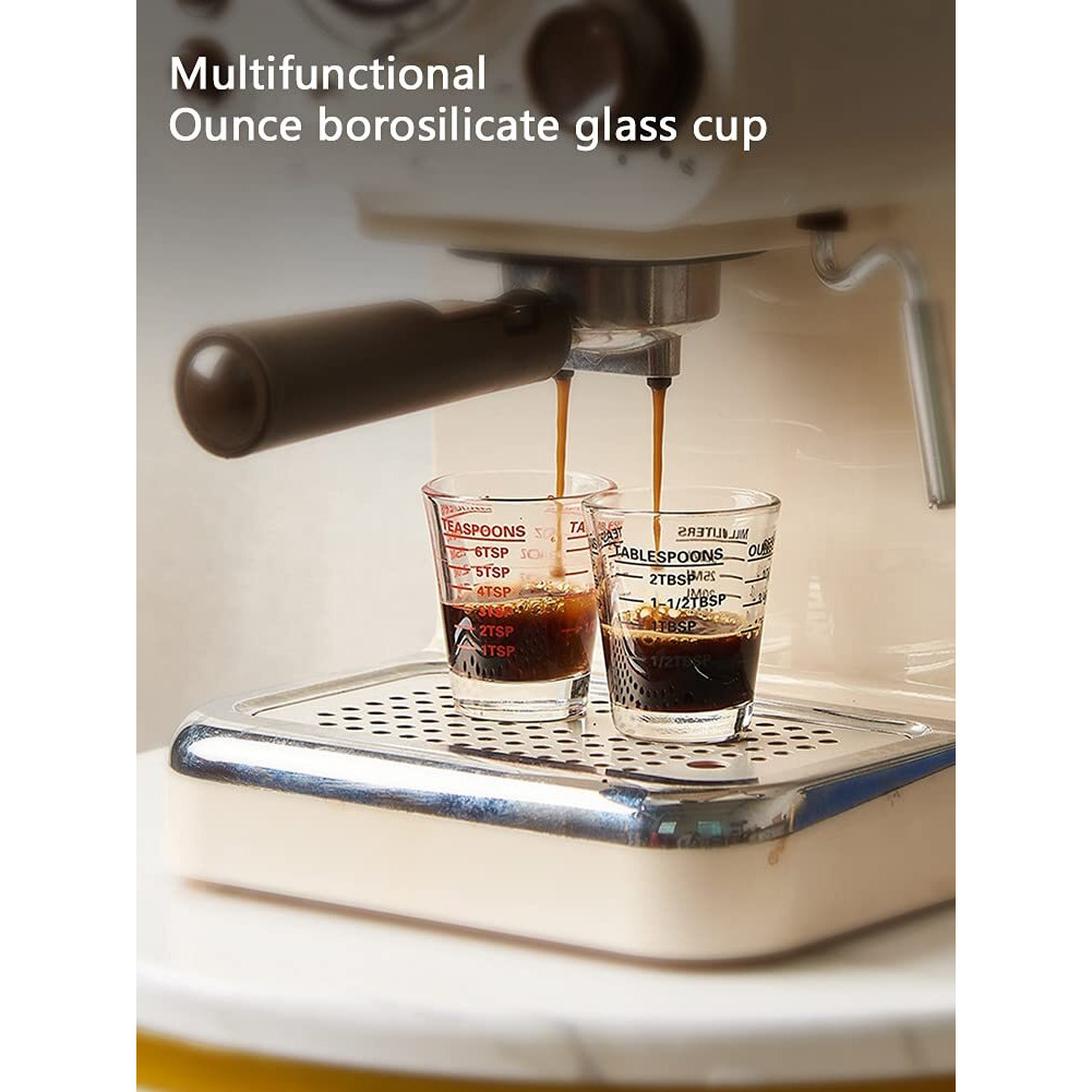 Shot Glasses Measuring Cup Espresso Shot Glass Liquid Heavy Glass Wine Glass 2 Pack 26-Incremental Measurement 1Oz, 6 Tsp, 2 Tbs, 30Ml By Tiyoorta (2 Pack Red)