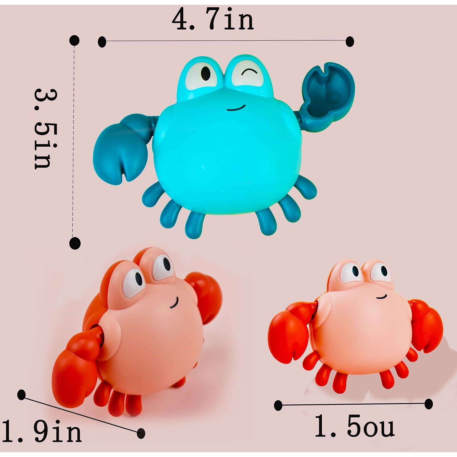 Giftrrtoy Bath Toys For Toddlers ,Cute Wind-Up Swimming Crab Baby Bathtub Toys For 1-3 Years Old 6 To 12 Months Boys Girls & Kids (Multi-Colors 4 Pcs)