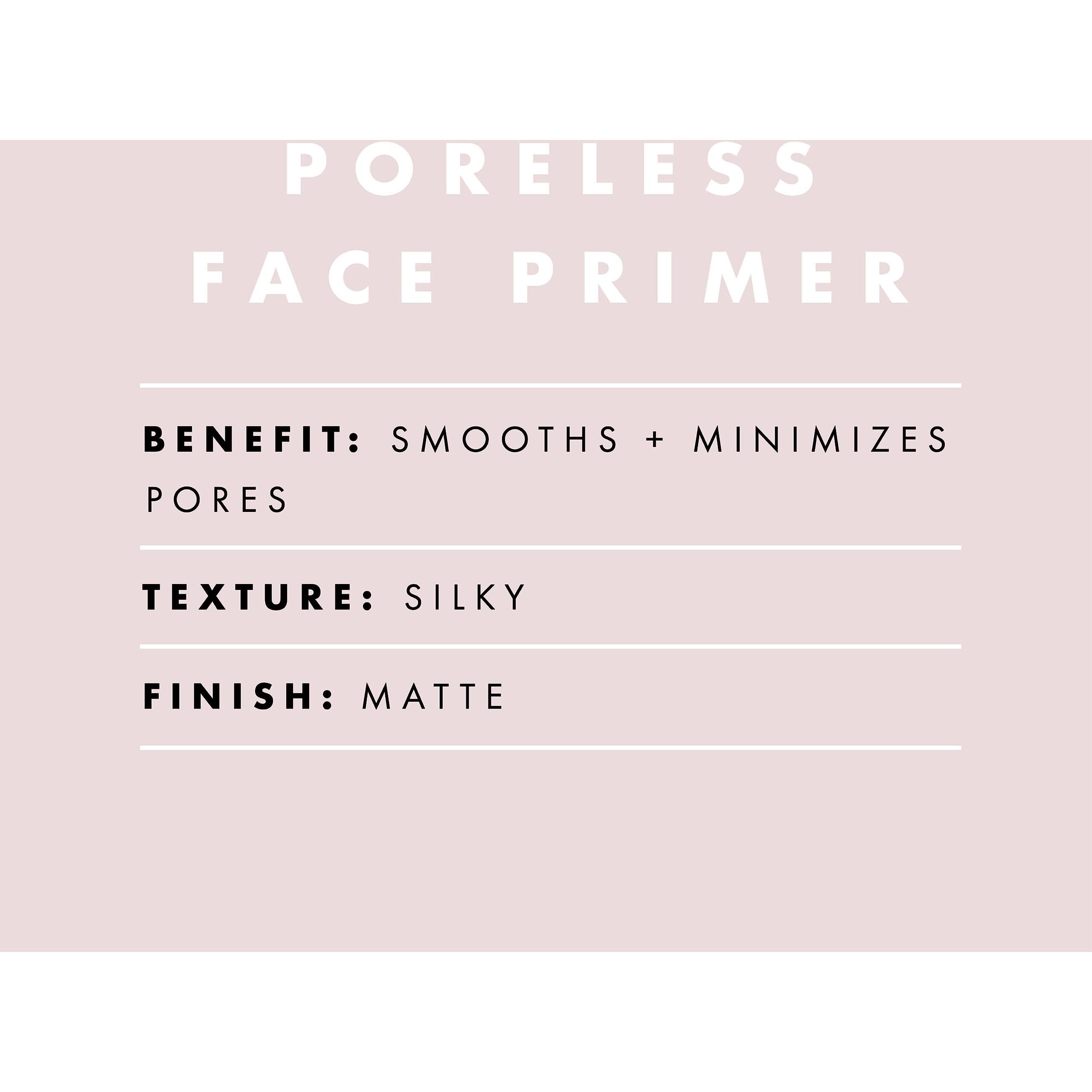 E.L.F, Poreless Face Primer - Large, Silky, Skin-Perfecting, Lightweight, Long Lasting, Absorbs Quickly, Smooths, Preps, Creates Flawless Base, Infused With Tea Tree And Vitamins A & E, 1.01 Fl Oz