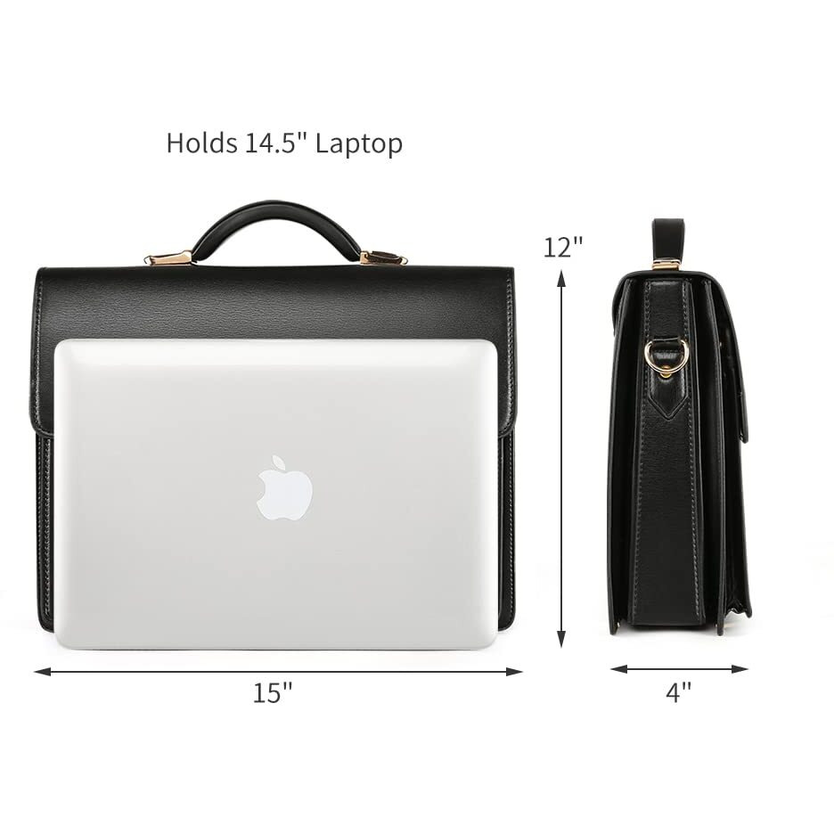 Ecentaur Briefcases For Men Business Mens Leather Briefcase Locking Black Laptop Messenger Bag Lawyer Hard Case