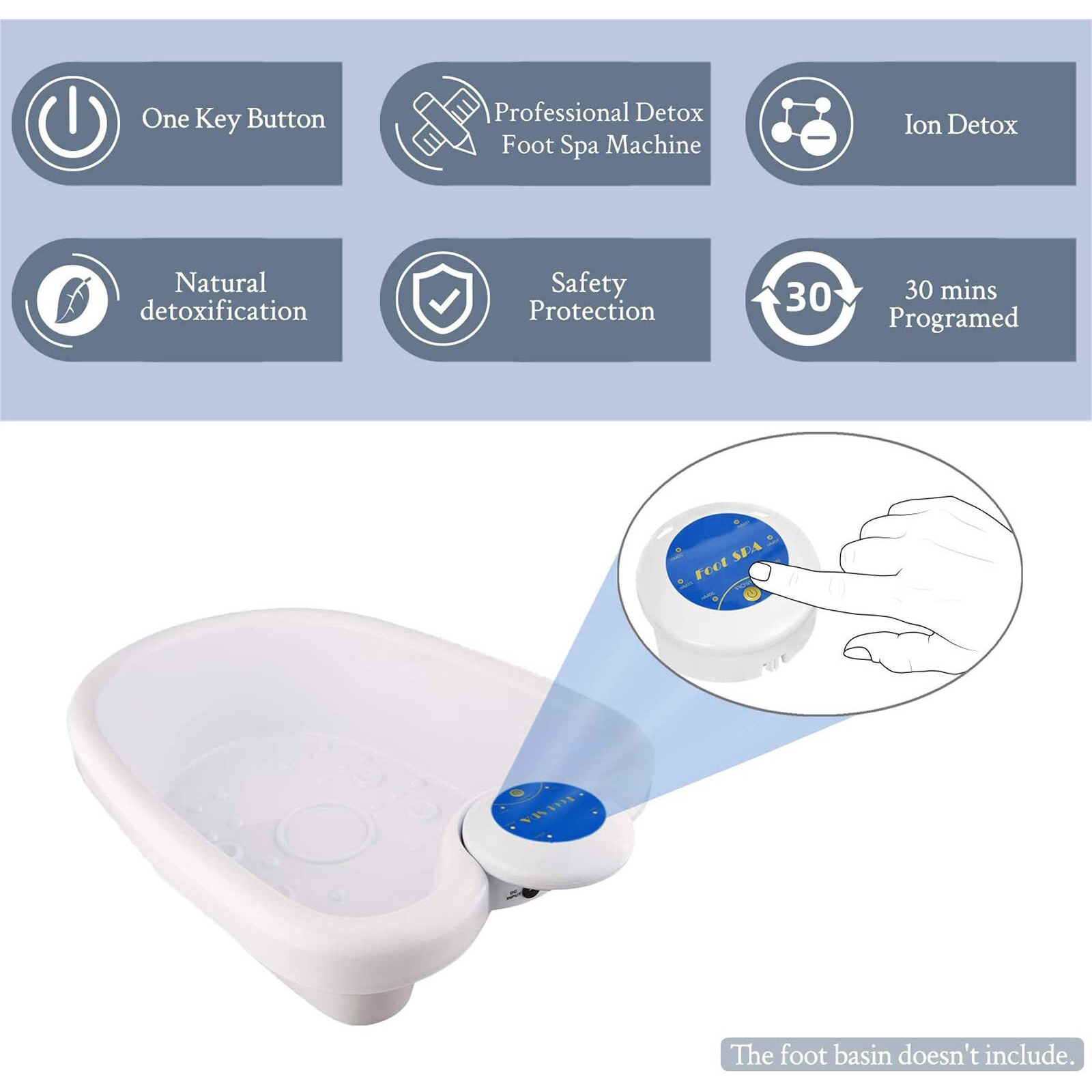 Ionic Foot Bath Detox Machine, Portable Ionic Detox Foot Bath Spa Machine Ion Cleanse Controller For Home Travel Holiday