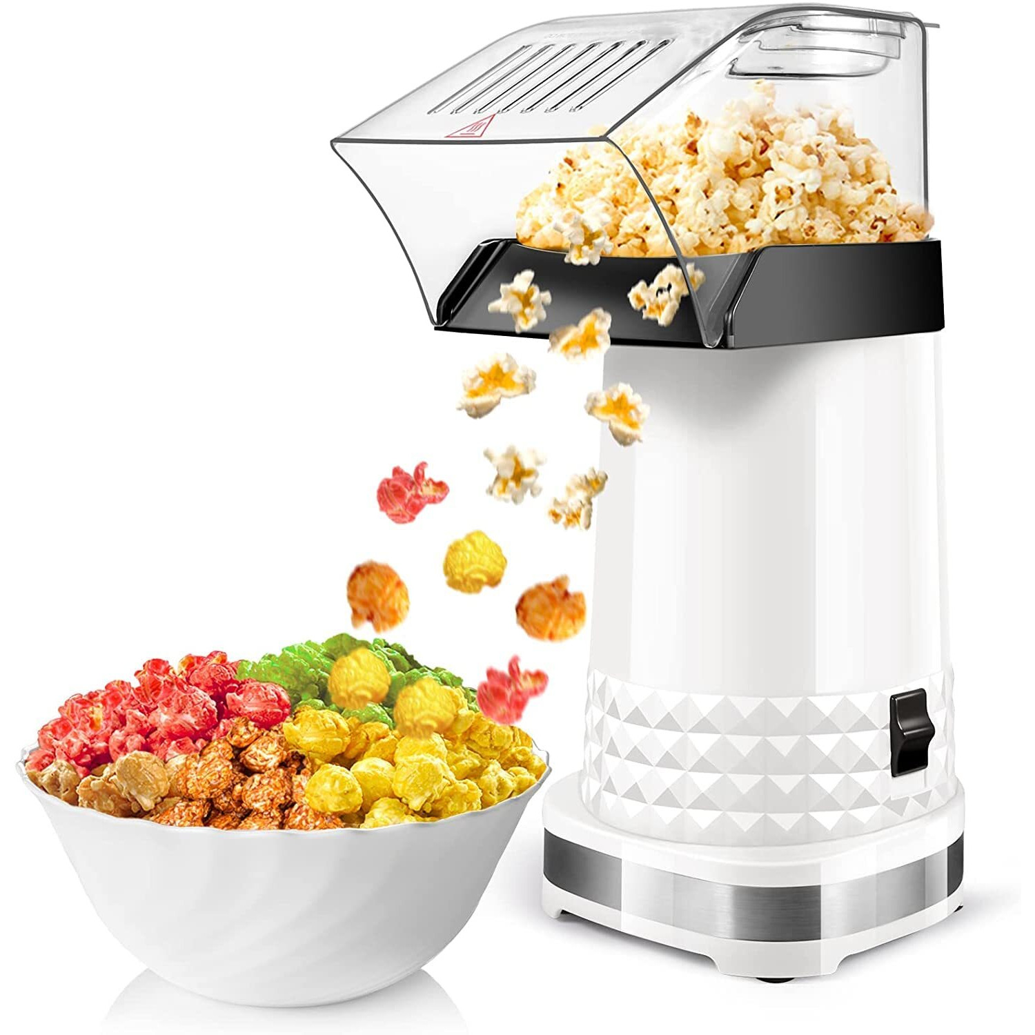Kodaqo Popcorn Maker, Hot Air Popper 1200W With Etl Certified, Bpa Free, No Oil, Diy Flavors, 98% Super High Explosion Rate Machine, For Home, Movie And Party (Rh-588A)
