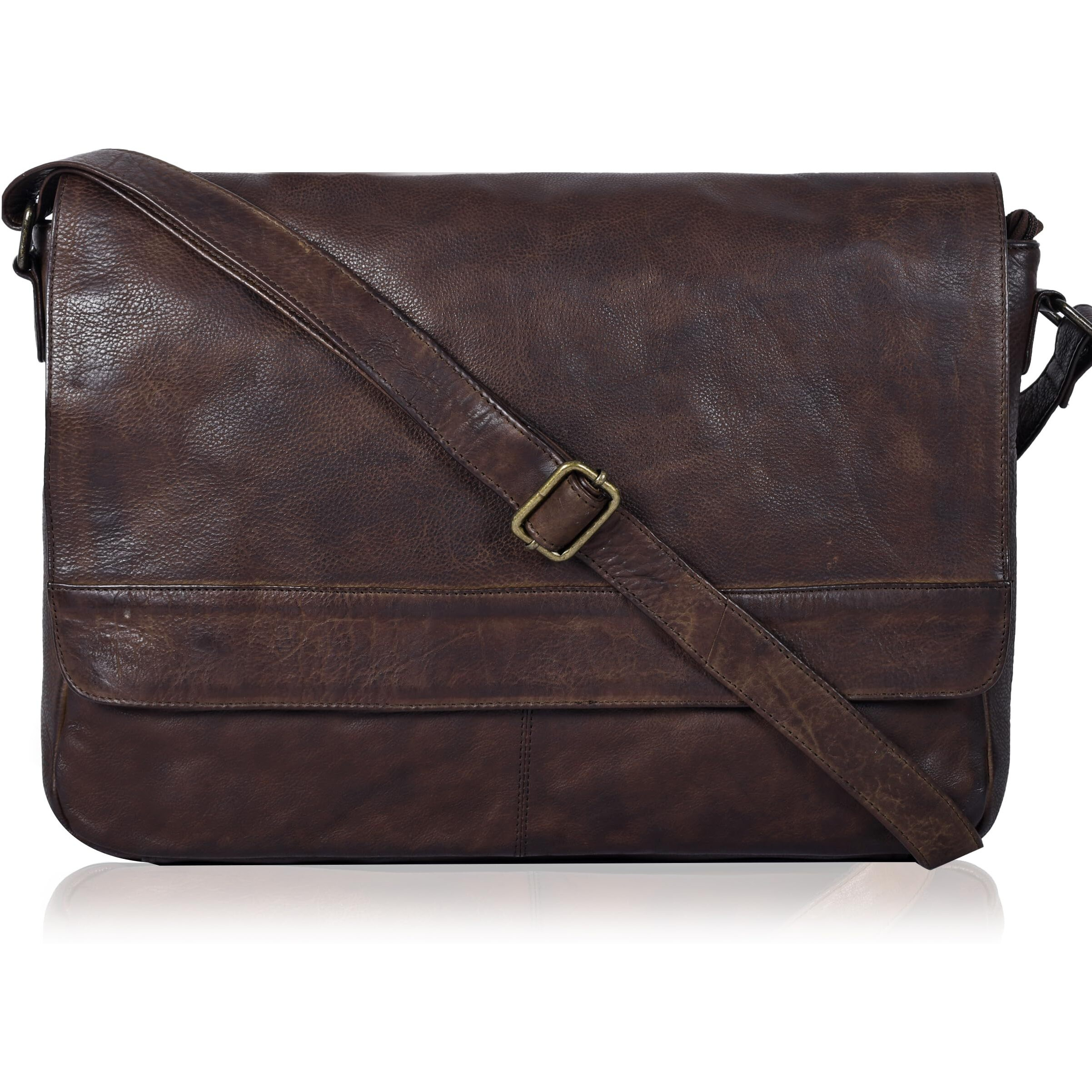 Ozora Handmade Crossbody Genuine Leather Messenger Bag For 17 Inch Laptop, Travel, Office For Men & Women