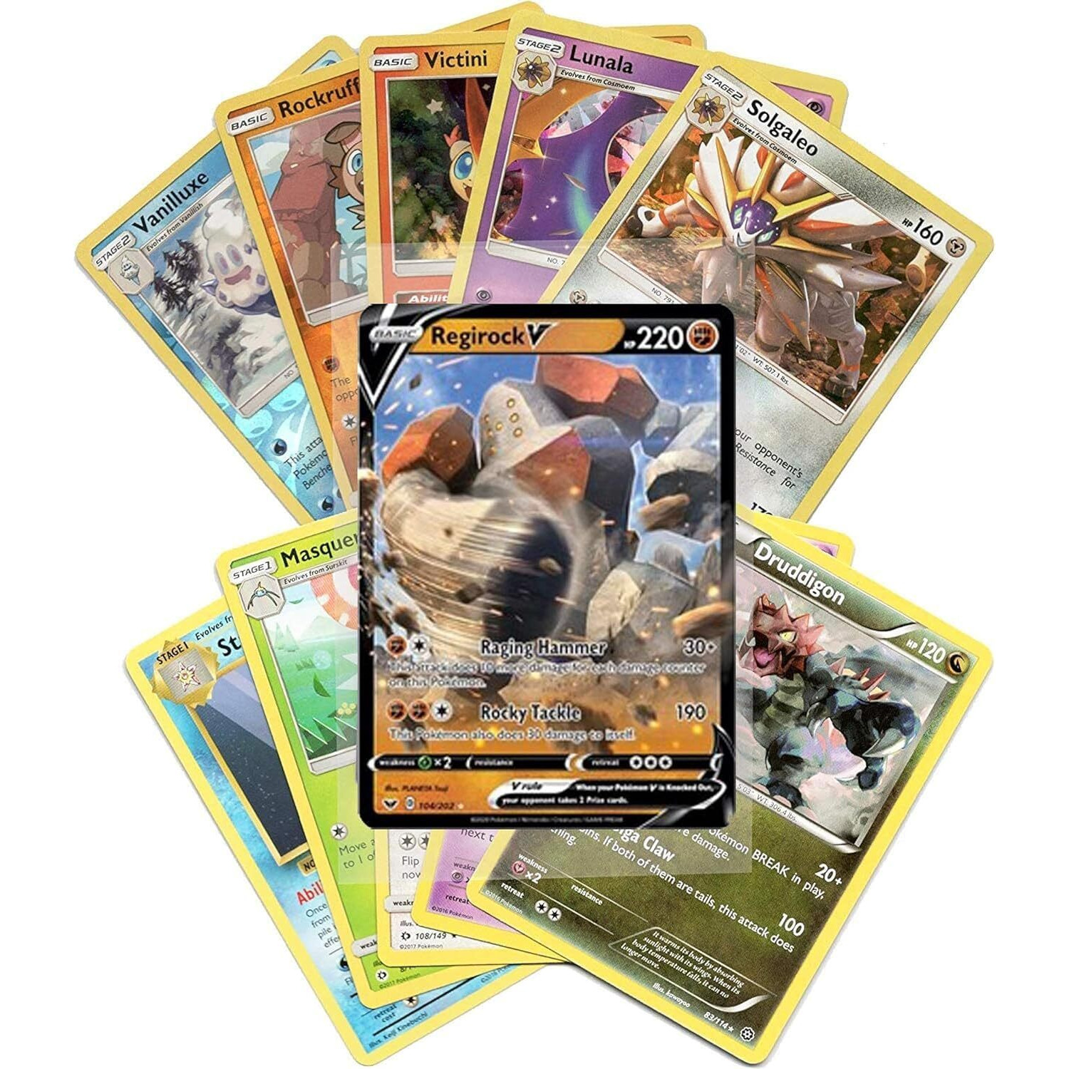 Pokemon Cards 50 Card Assorted Lot With Guaranteed V Pokemon