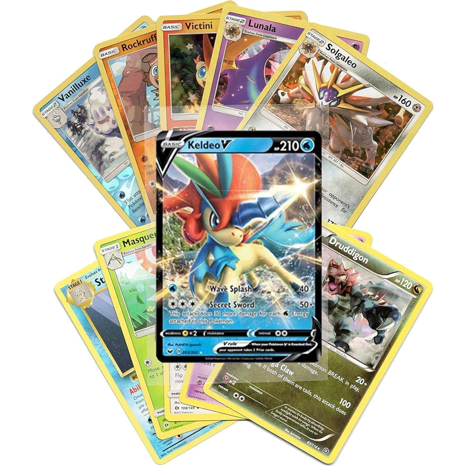 Pokemon Cards 50 Card Assorted Lot With Guaranteed V Pokemon
